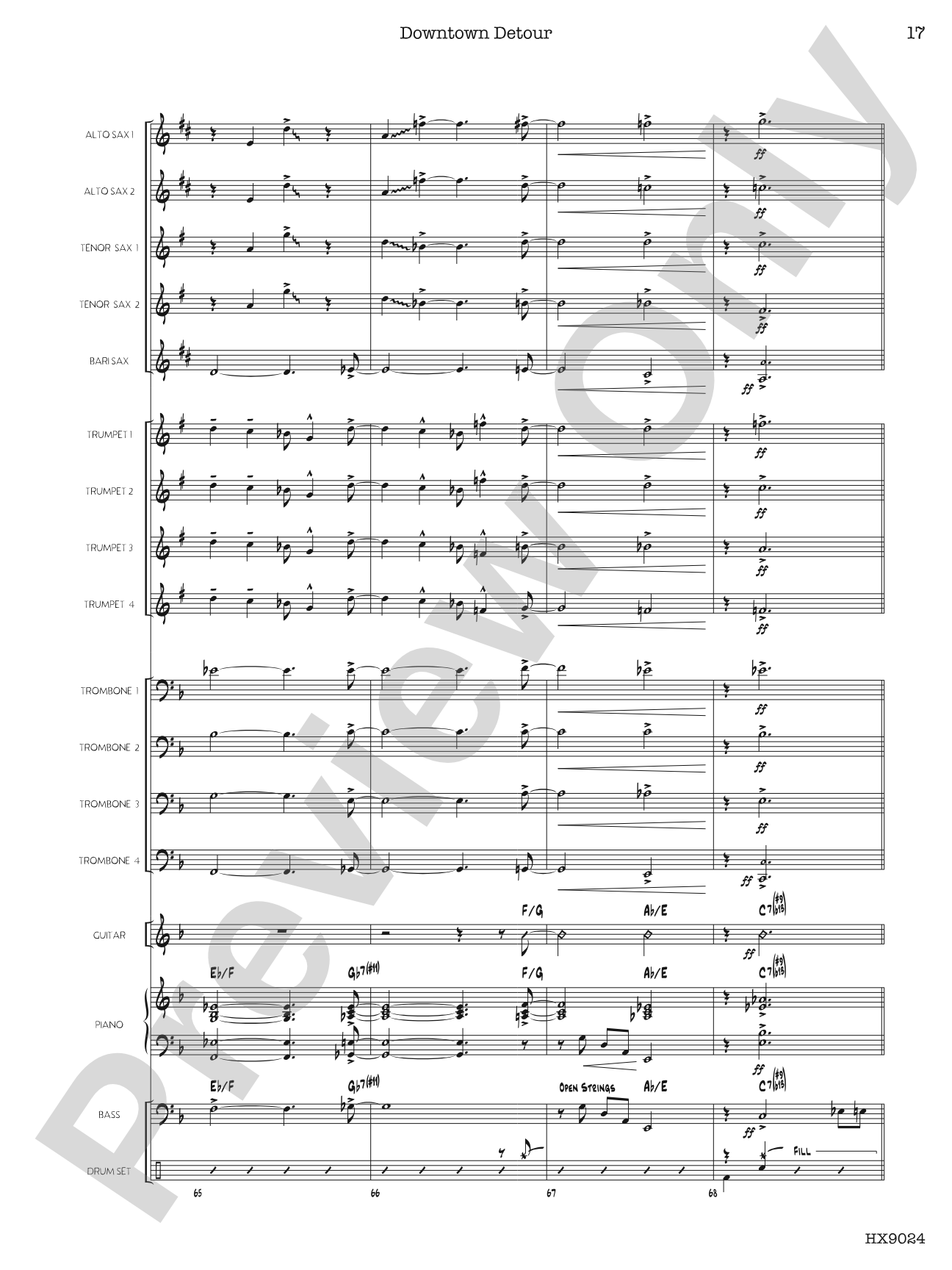 Downtown Detour: Jazz Ensemble Conductor Score & Parts