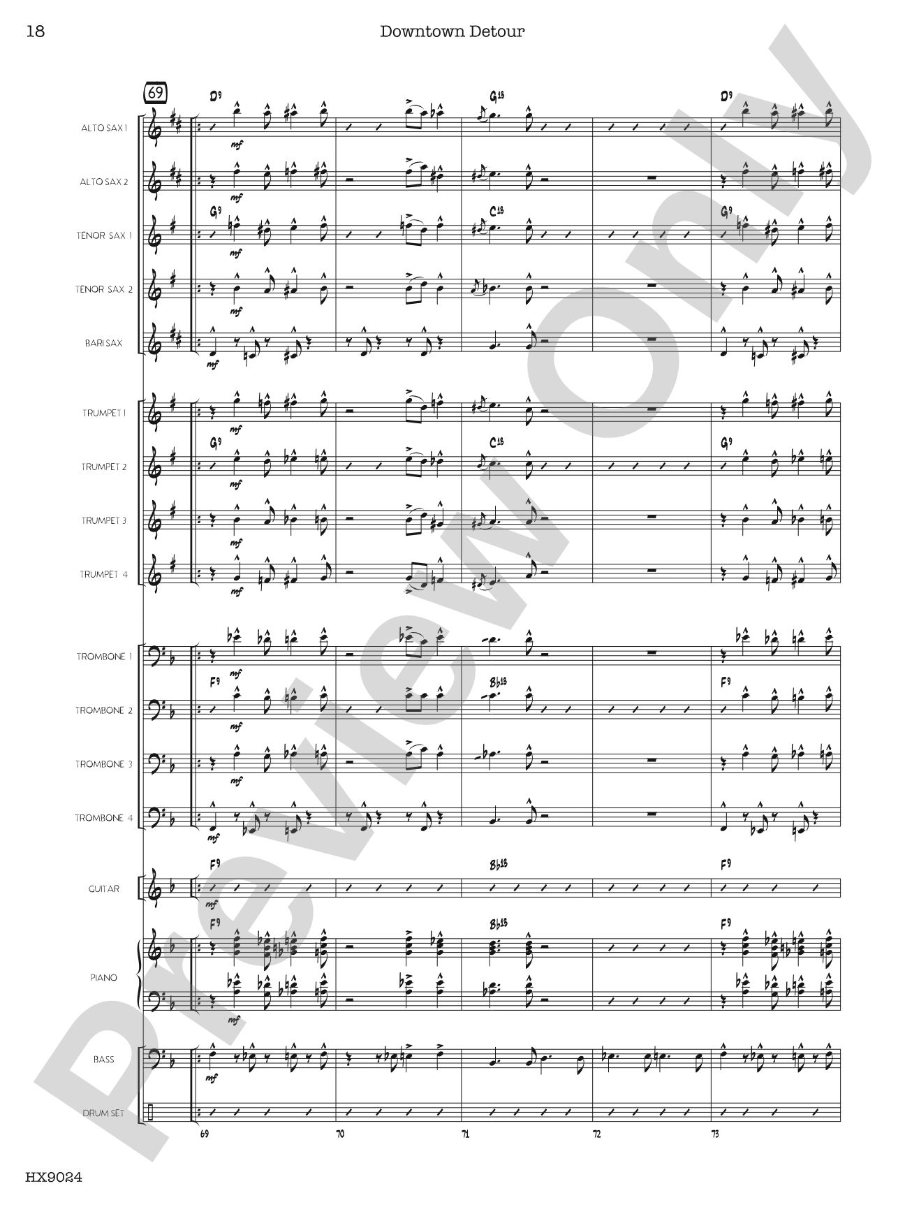Downtown Detour: Jazz Ensemble Conductor Score & Parts