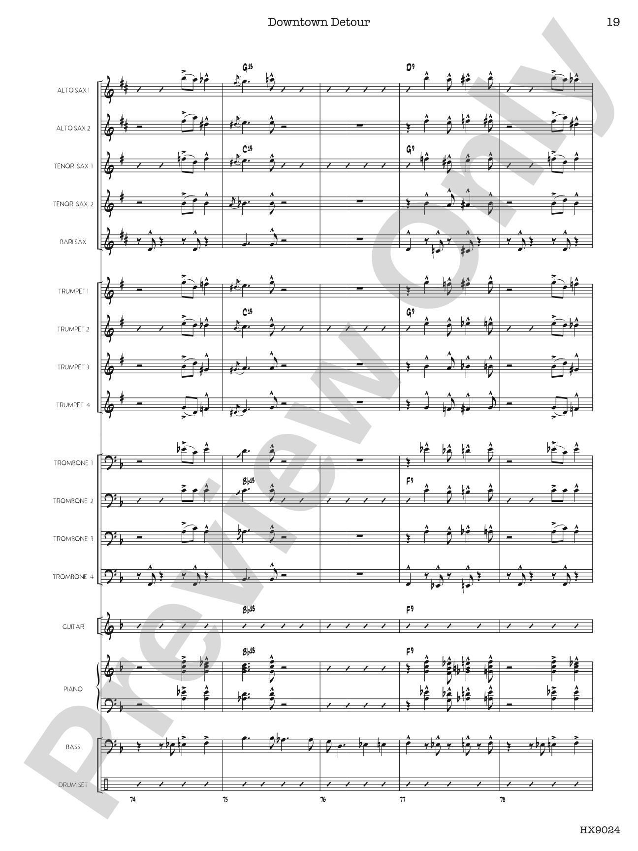 Downtown Detour: Jazz Ensemble Conductor Score & Parts