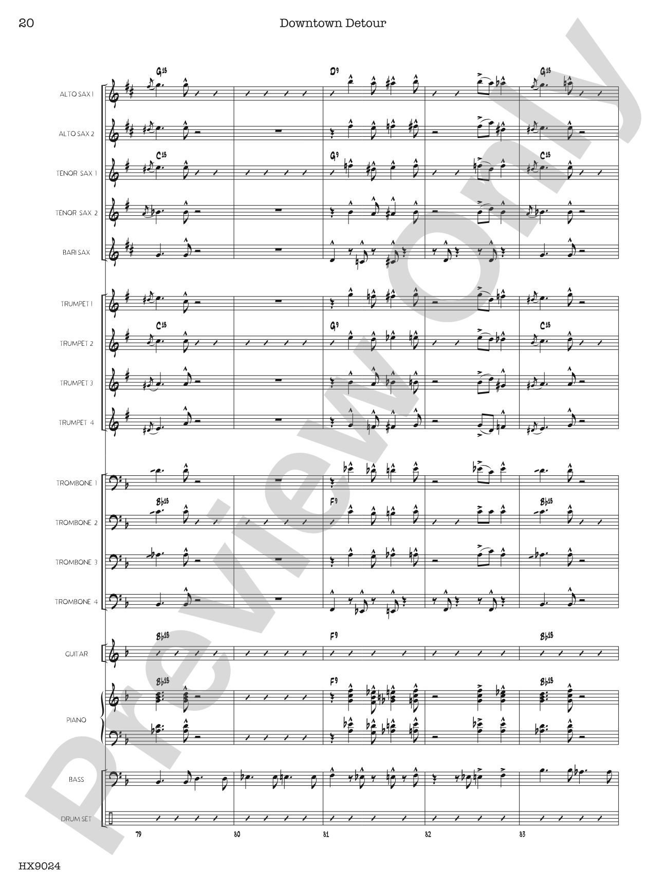 Downtown Detour: Jazz Ensemble Conductor Score & Parts