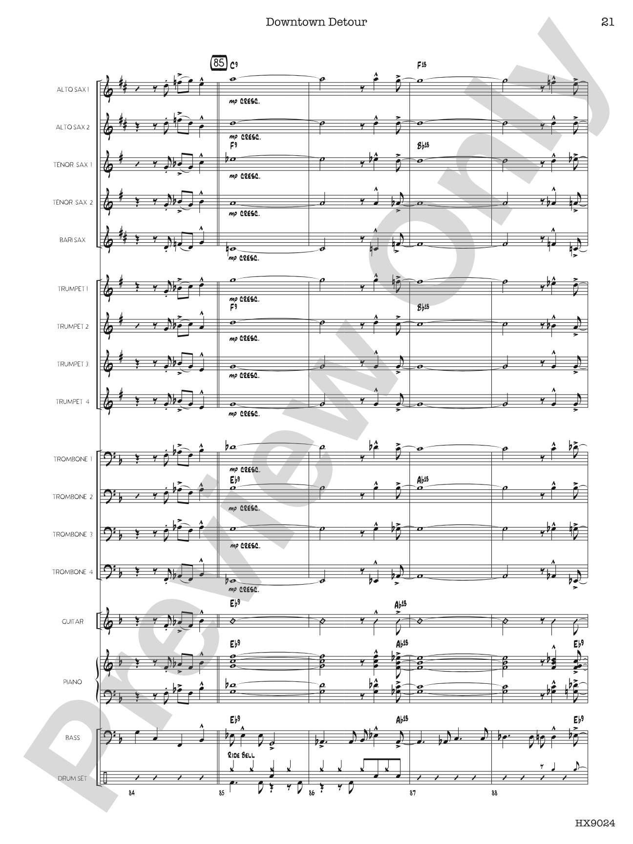 Downtown Detour: Jazz Ensemble Conductor Score & Parts