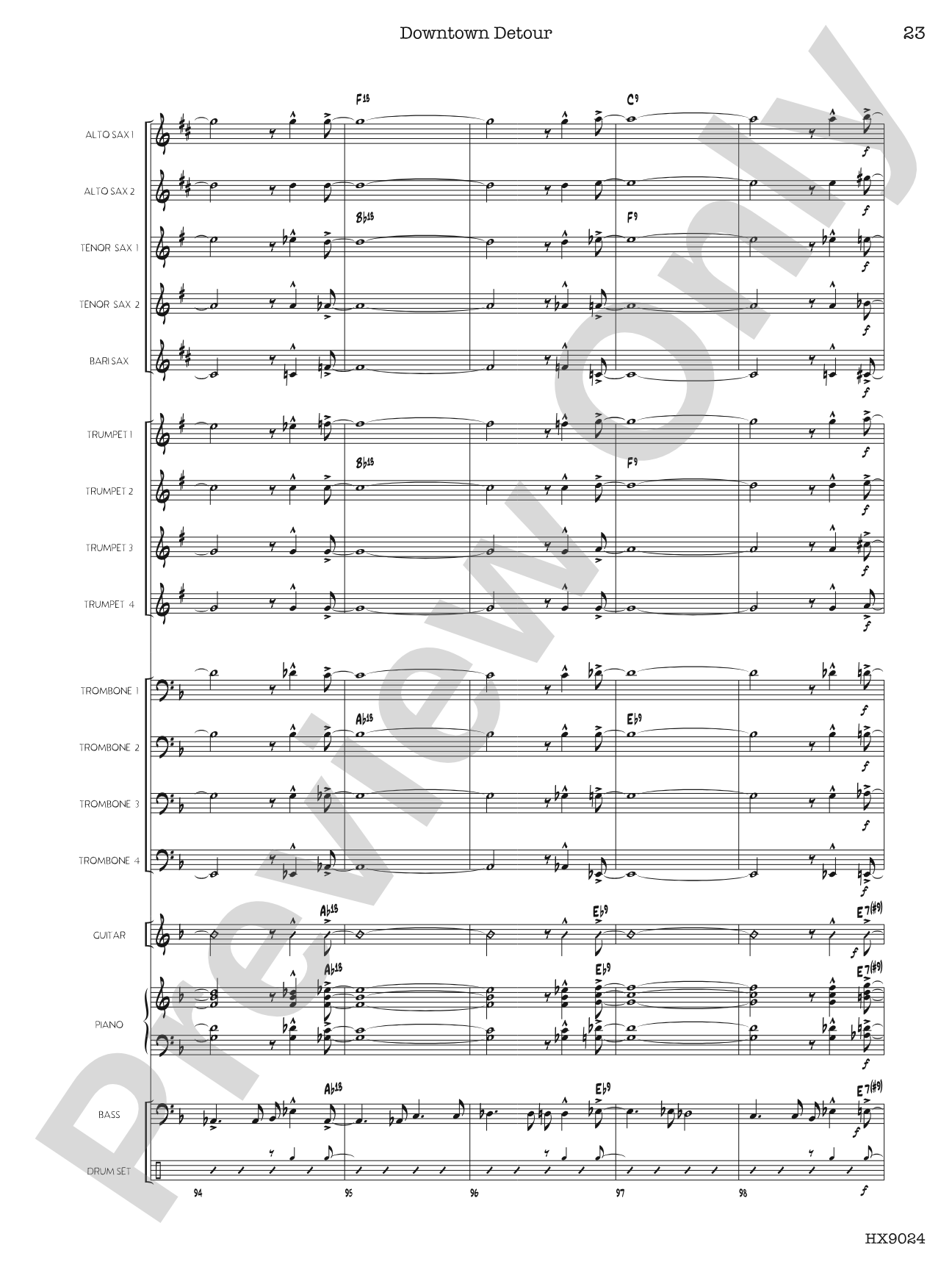 Downtown Detour: Jazz Ensemble Conductor Score & Parts