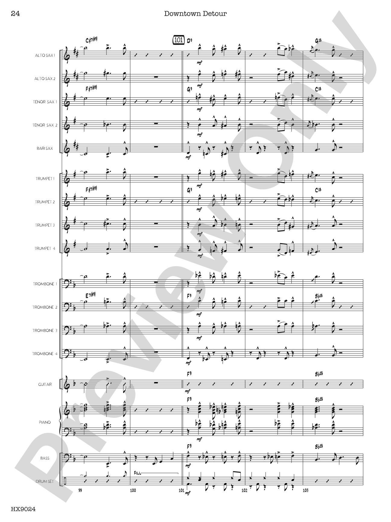 Downtown Detour: Jazz Ensemble Conductor Score & Parts