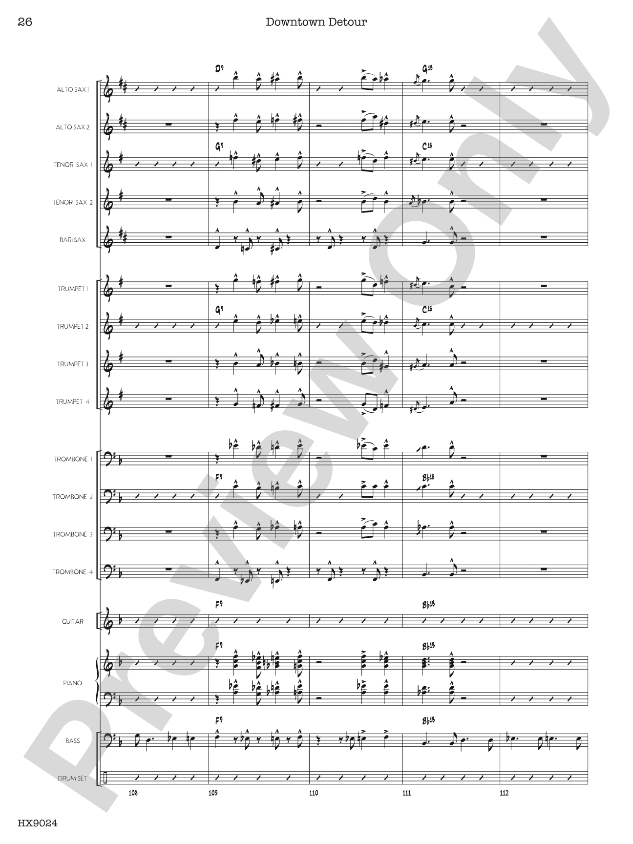 Downtown Detour: Jazz Ensemble Conductor Score & Parts