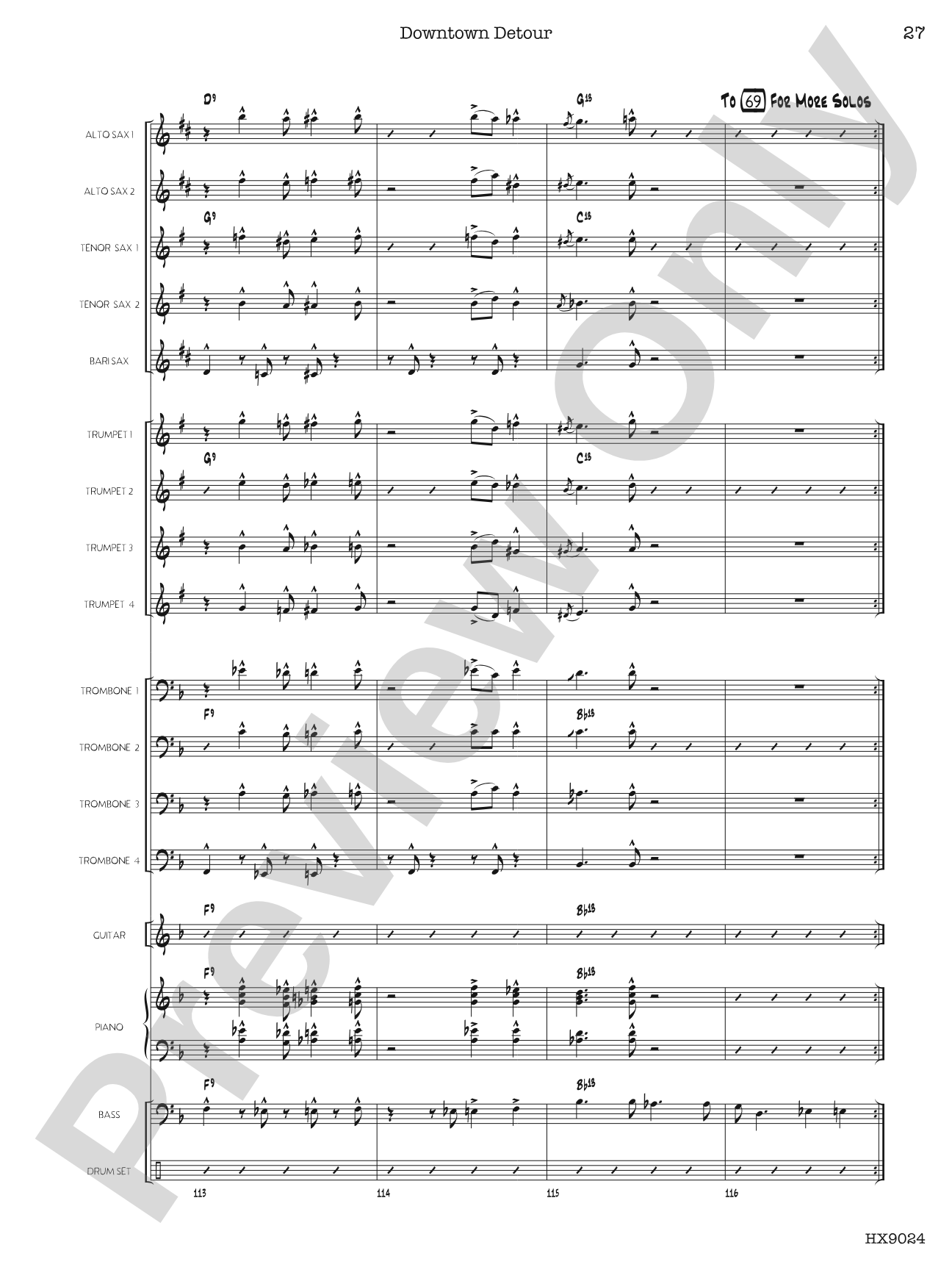 Downtown Detour: Jazz Ensemble Conductor Score & Parts