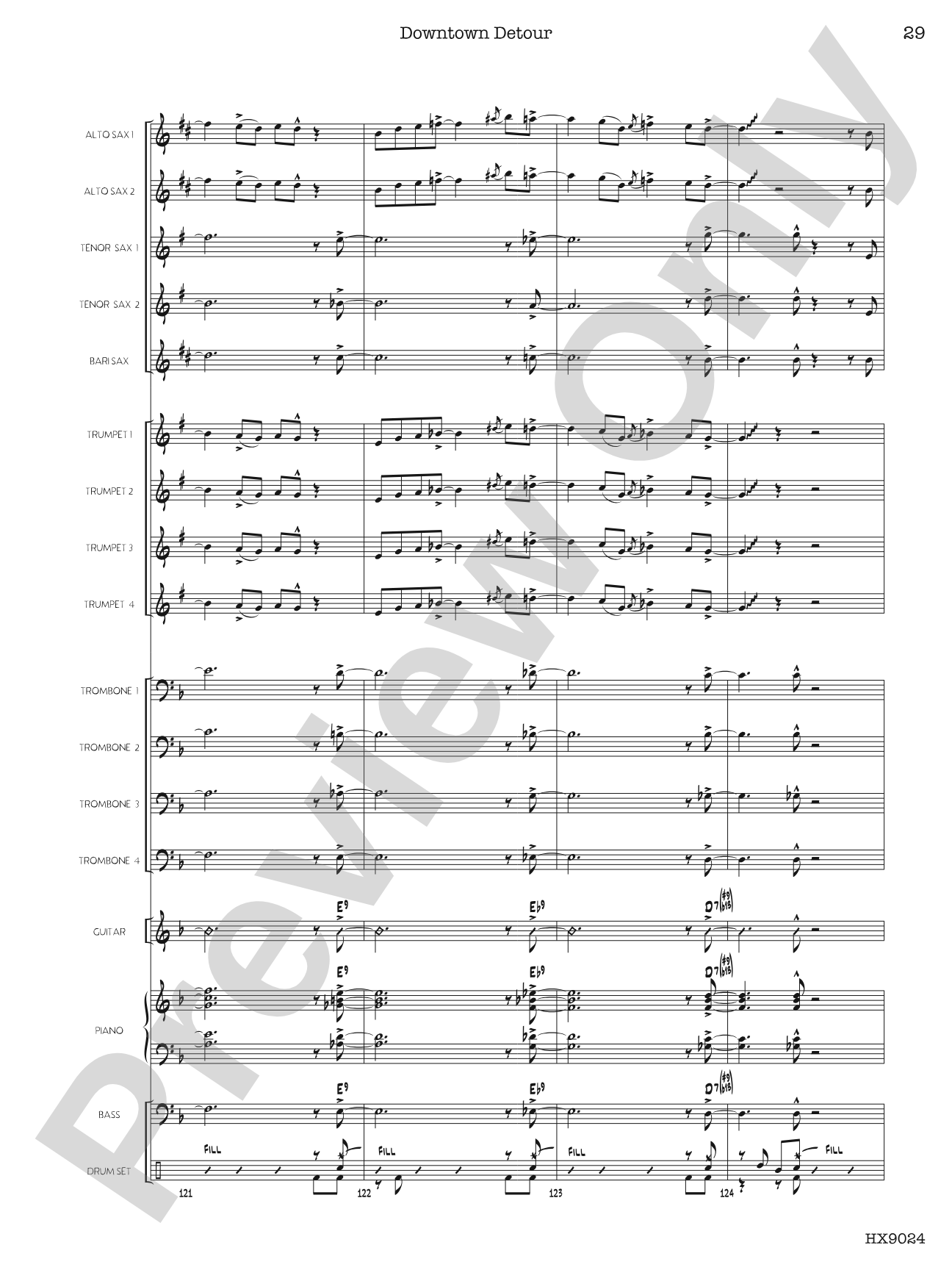 Downtown Detour: Jazz Ensemble Conductor Score & Parts