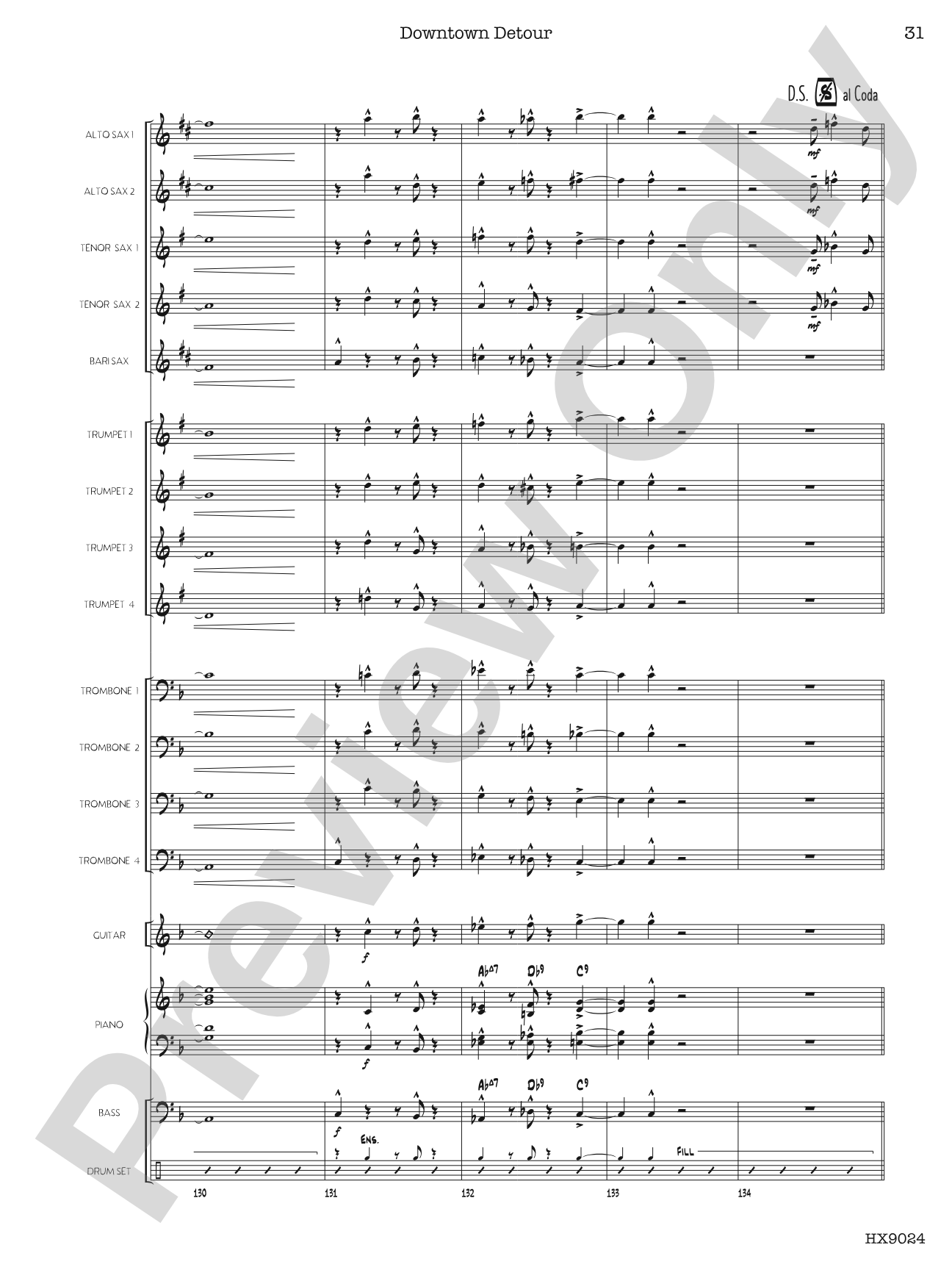 Downtown Detour: Jazz Ensemble Conductor Score & Parts