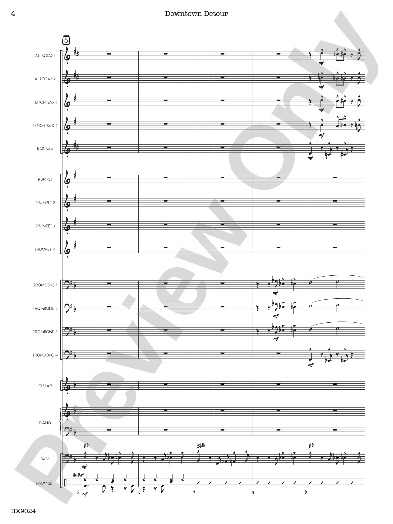 Downtown Detour: Jazz Ensemble Conductor Score & Parts