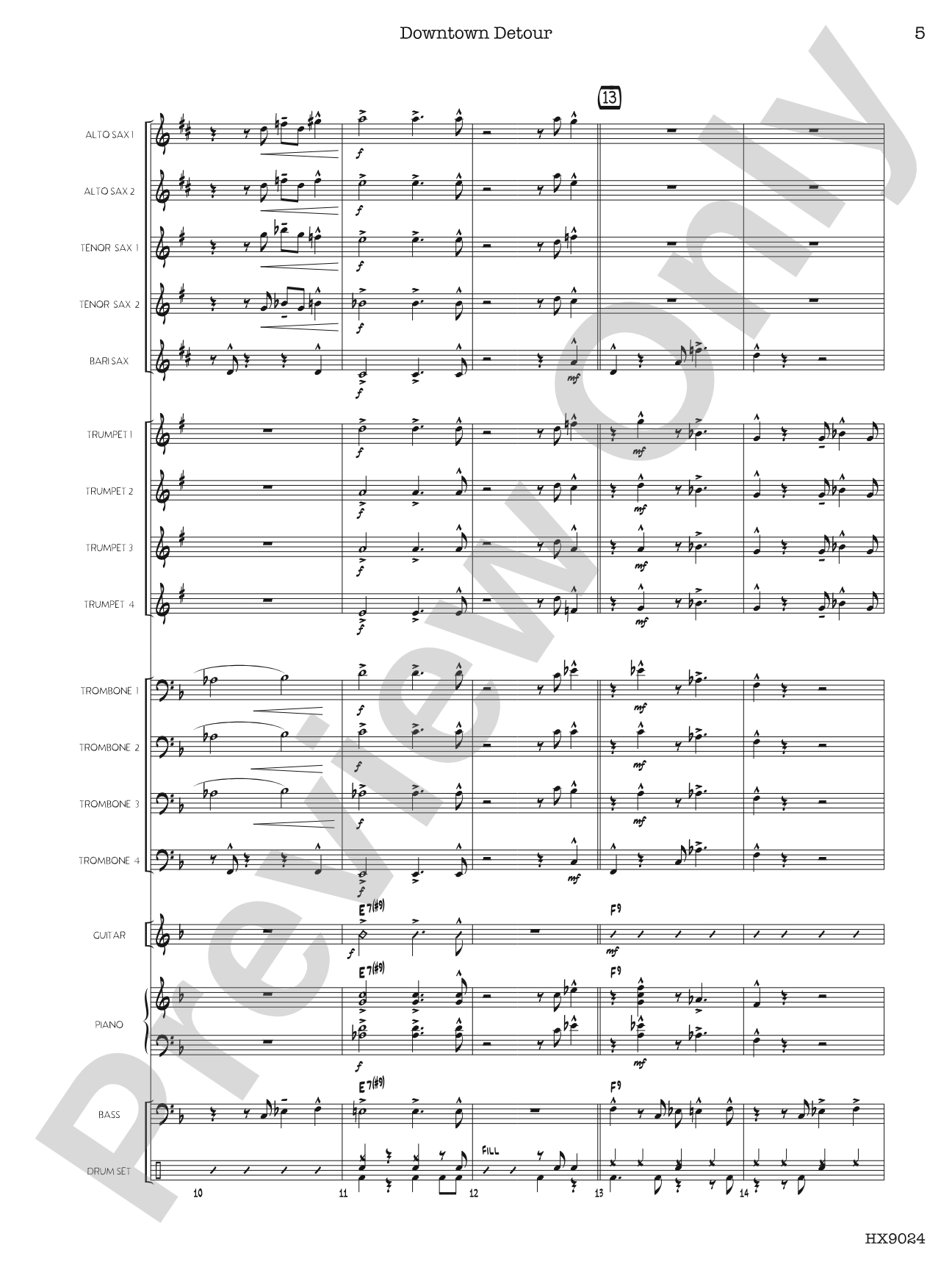 Downtown Detour: Jazz Ensemble Conductor Score & Parts