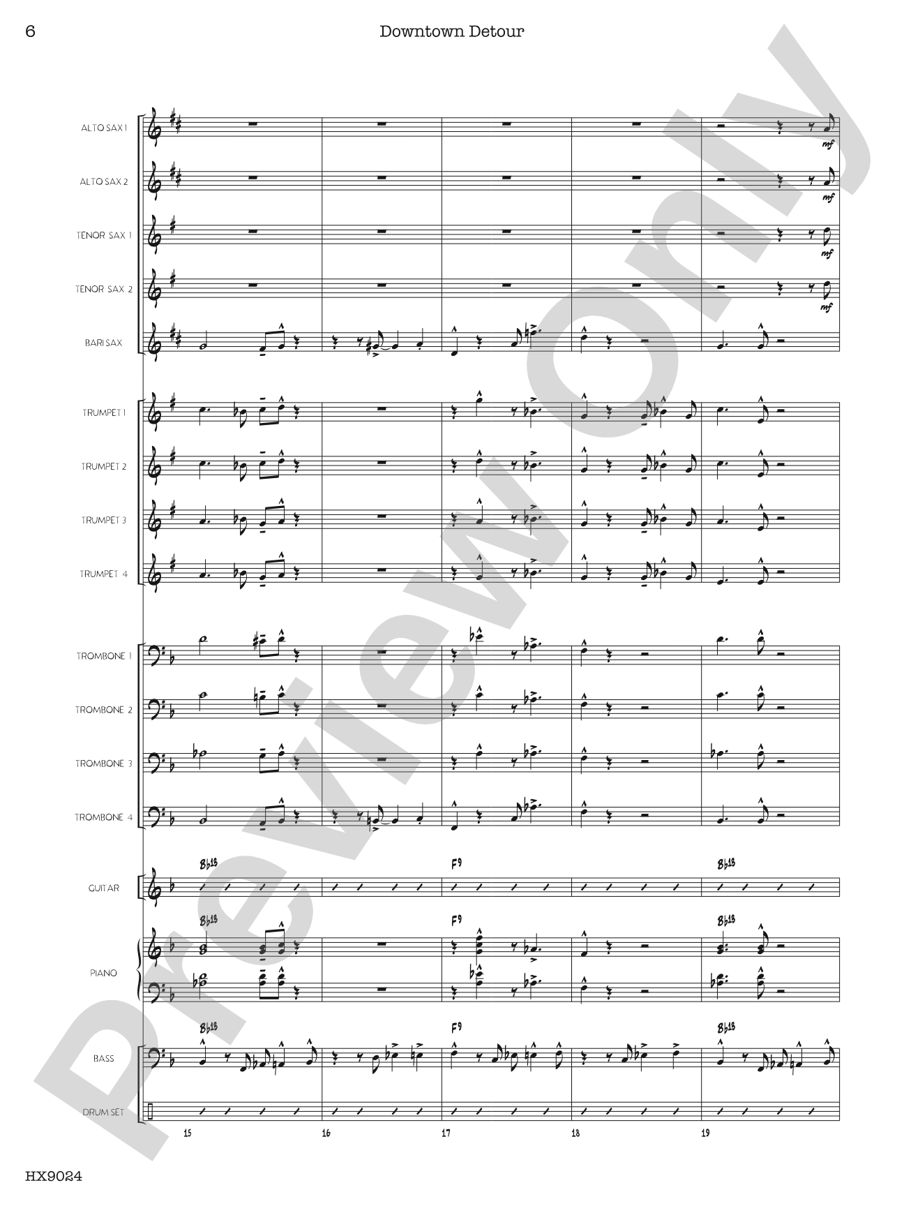 Downtown Detour: Jazz Ensemble Conductor Score & Parts