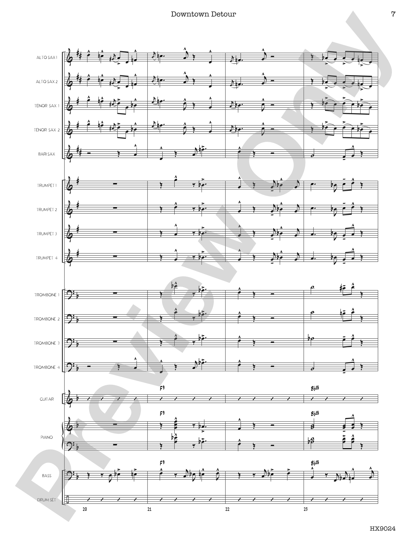 Downtown Detour: Jazz Ensemble Conductor Score & Parts