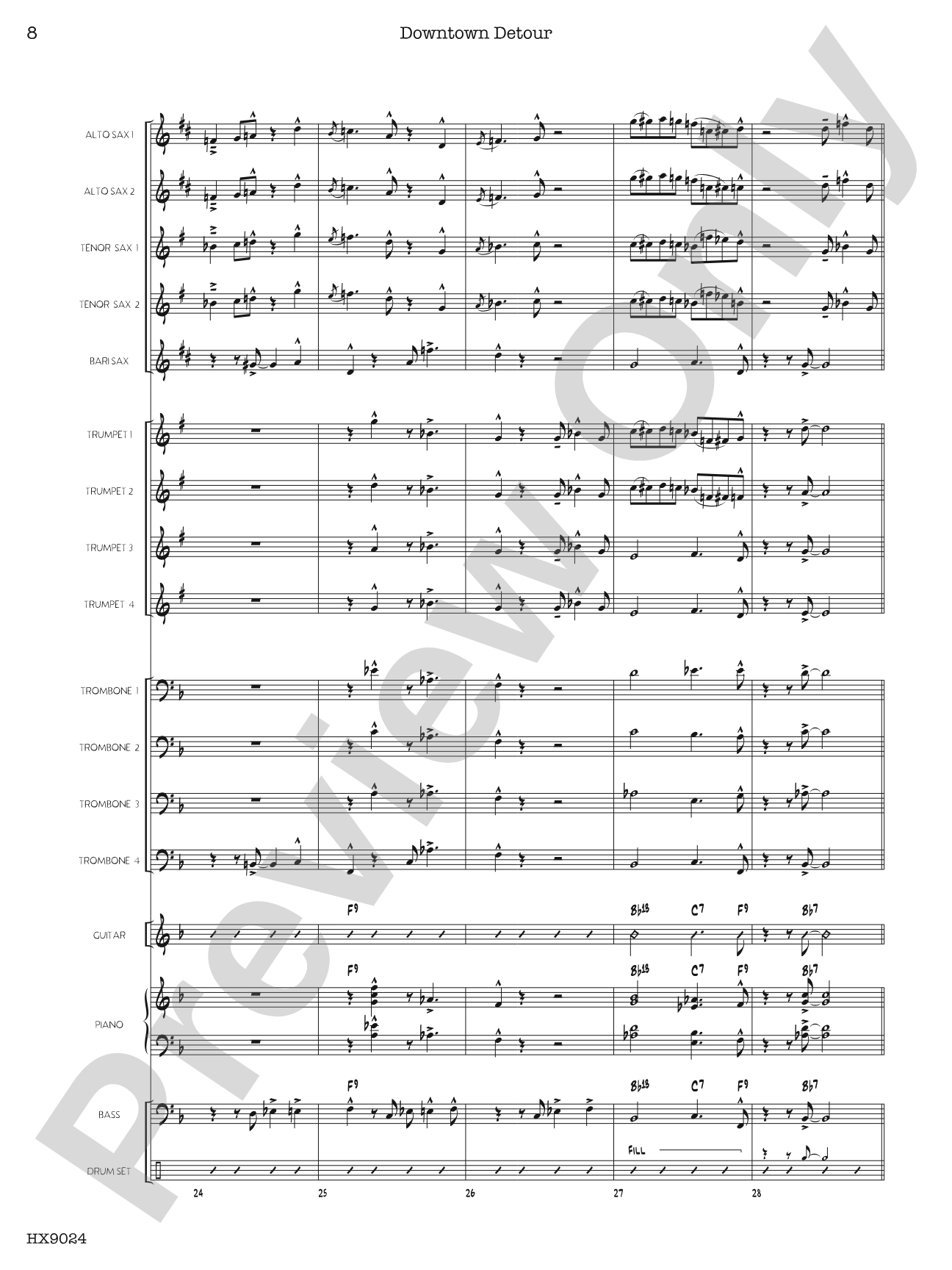 Downtown Detour: Jazz Ensemble Conductor Score & Parts