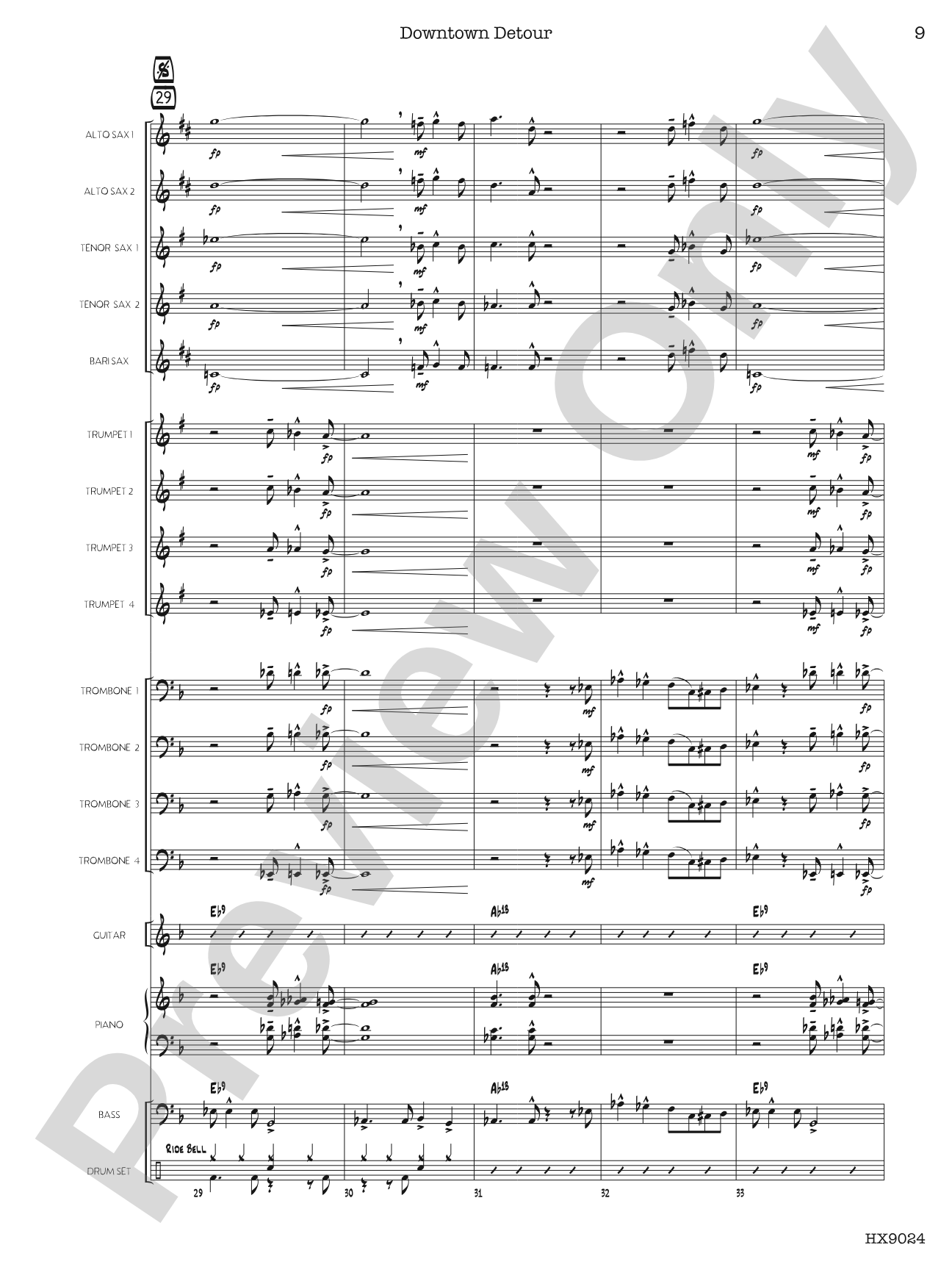 Downtown Detour: Jazz Ensemble Conductor Score & Parts