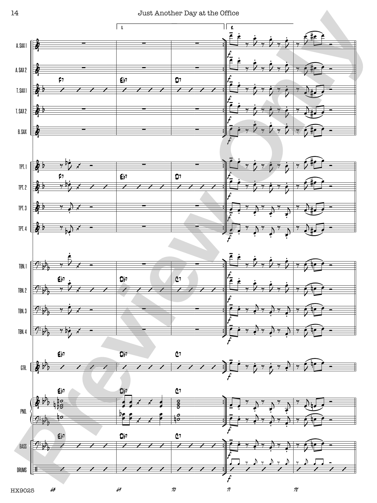 Just Another Day at the Office: Jazz Ensemble Conductor Score & Parts