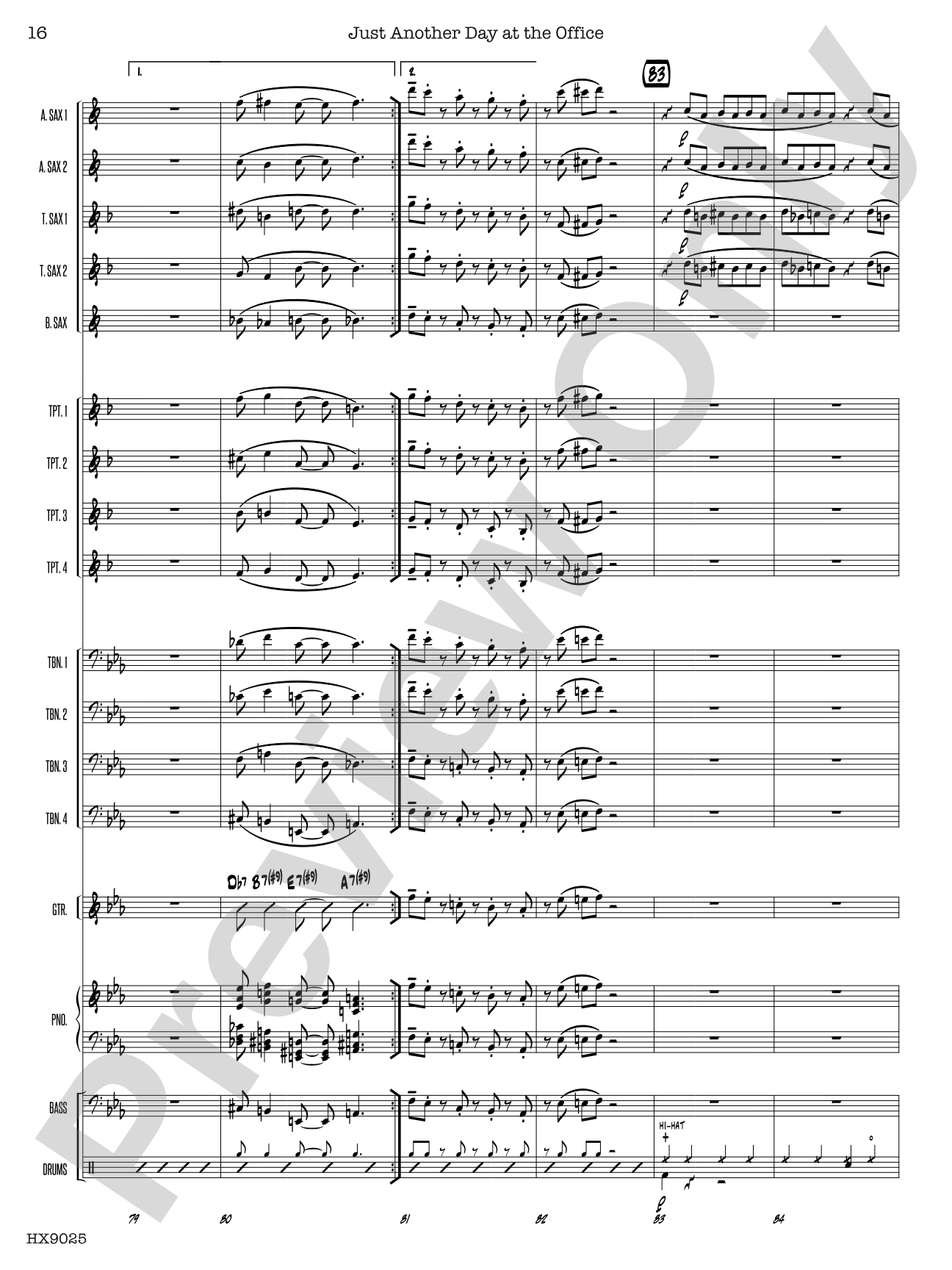 Just Another Day at the Office: Jazz Ensemble Conductor Score & Parts