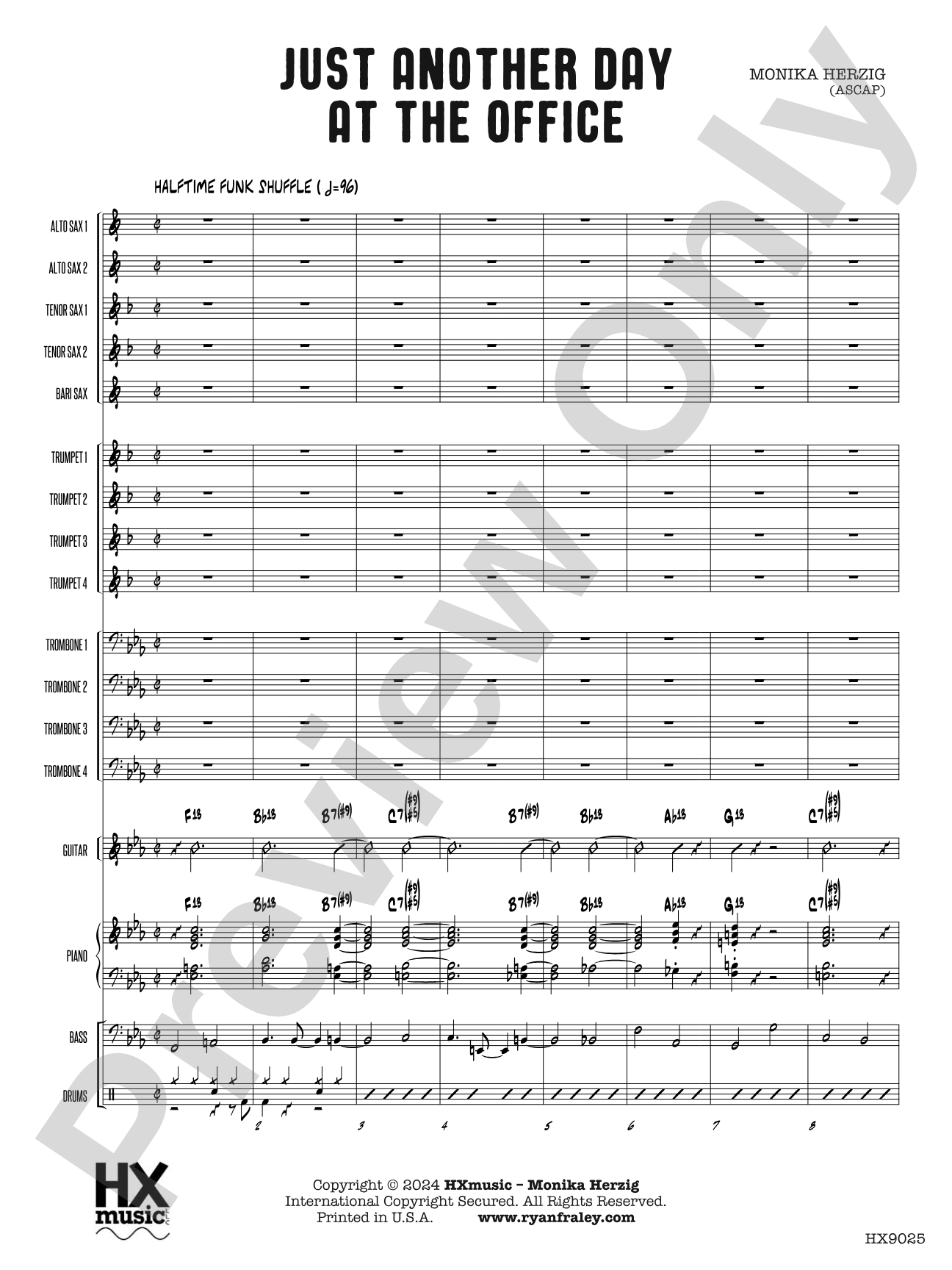 Just Another Day at the Office: Jazz Ensemble Conductor Score & Parts