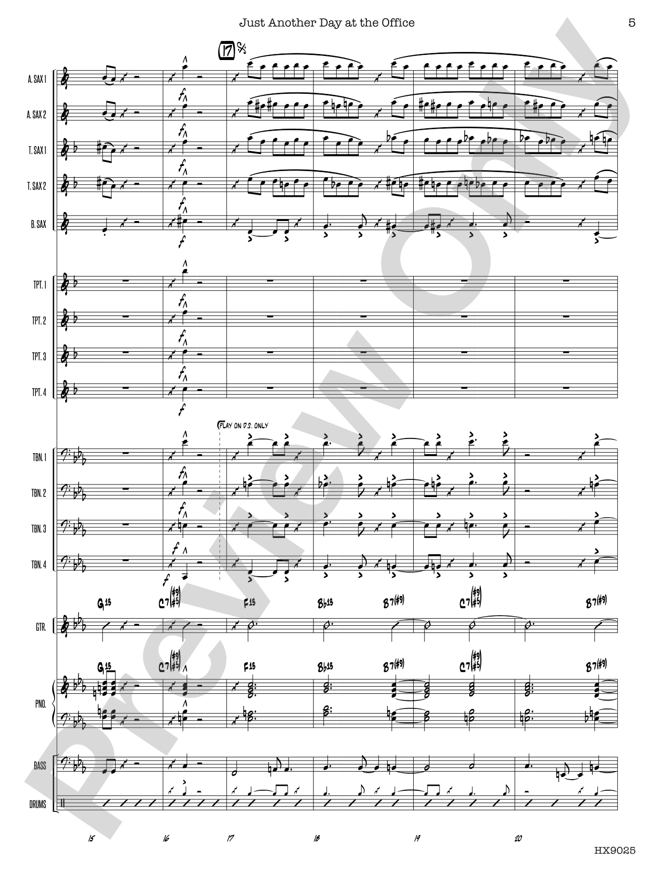 Just Another Day at the Office: Jazz Ensemble Conductor Score & Parts