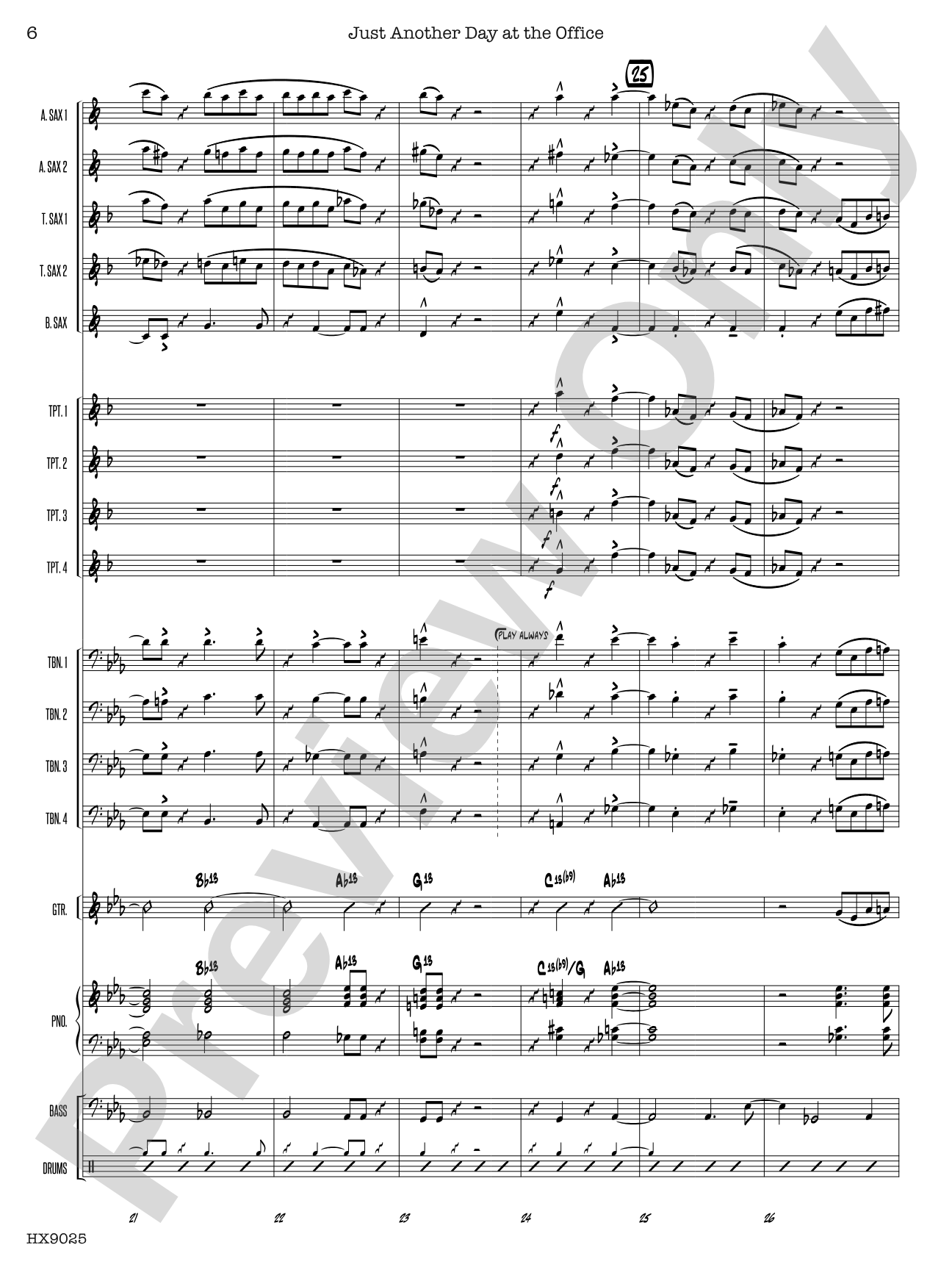 Just Another Day at the Office: Jazz Ensemble Conductor Score & Parts