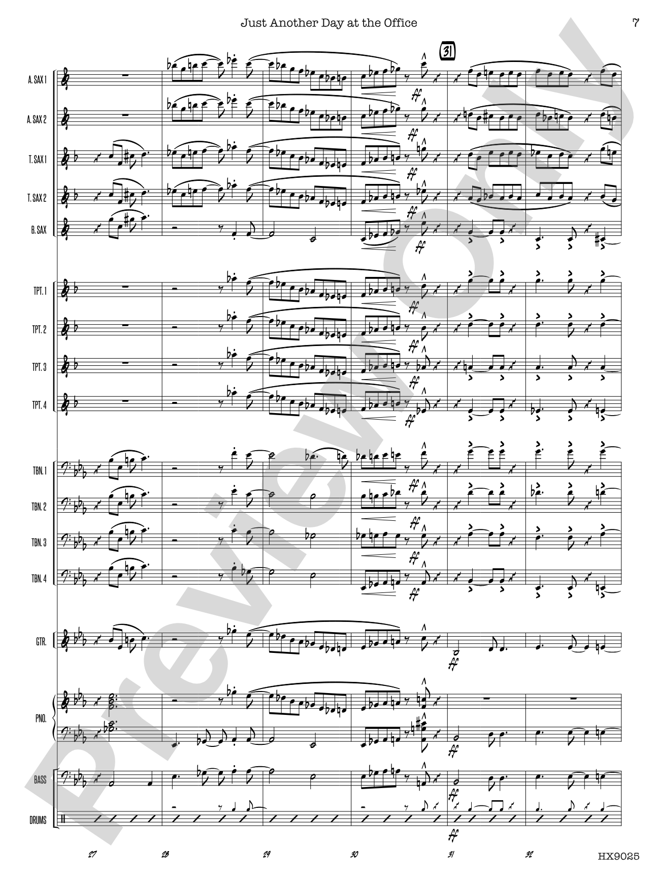 Just Another Day at the Office: Jazz Ensemble Conductor Score & Parts
