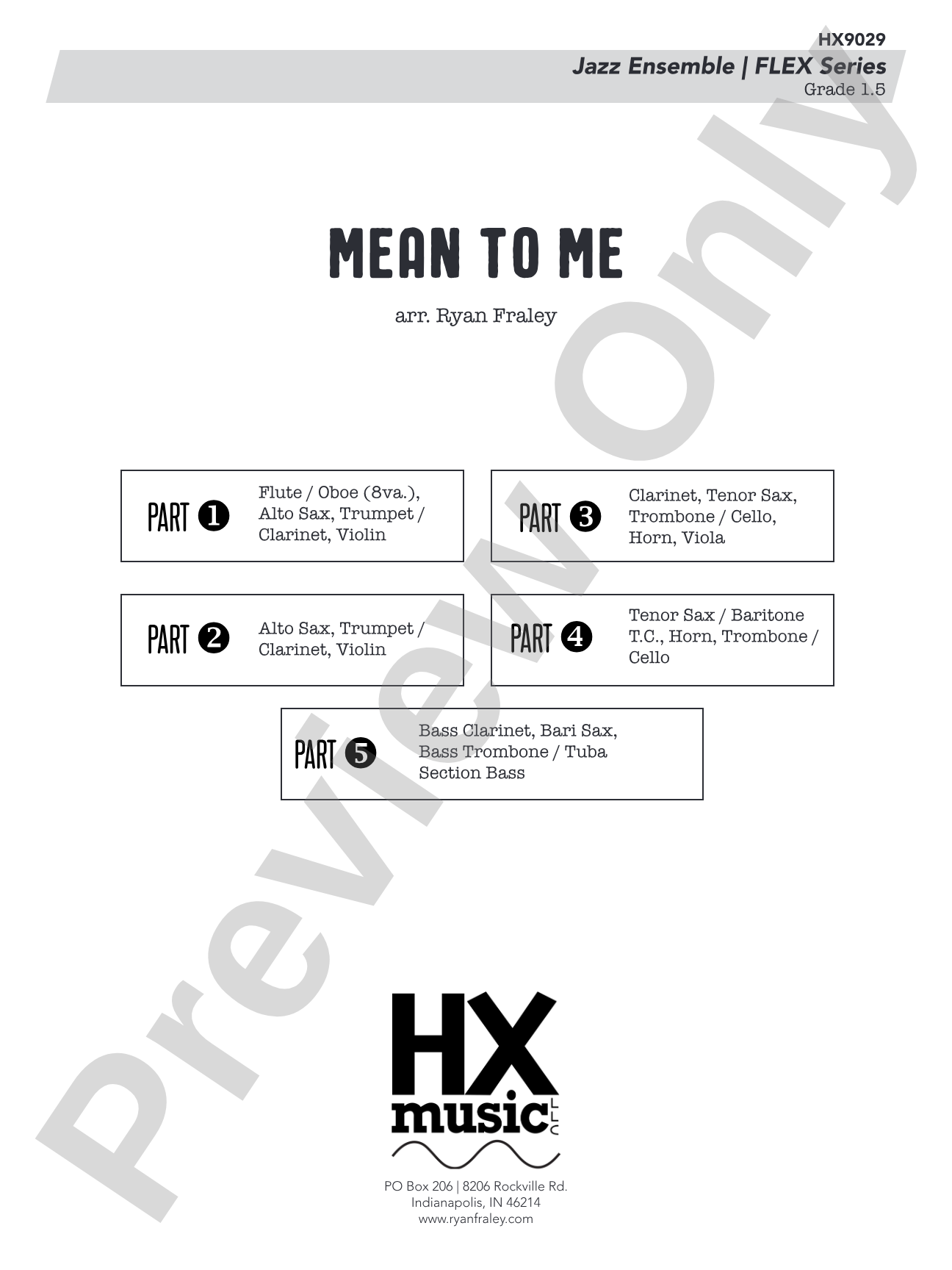 Mean to Me: Jazz Ensemble Conductor Score & Parts