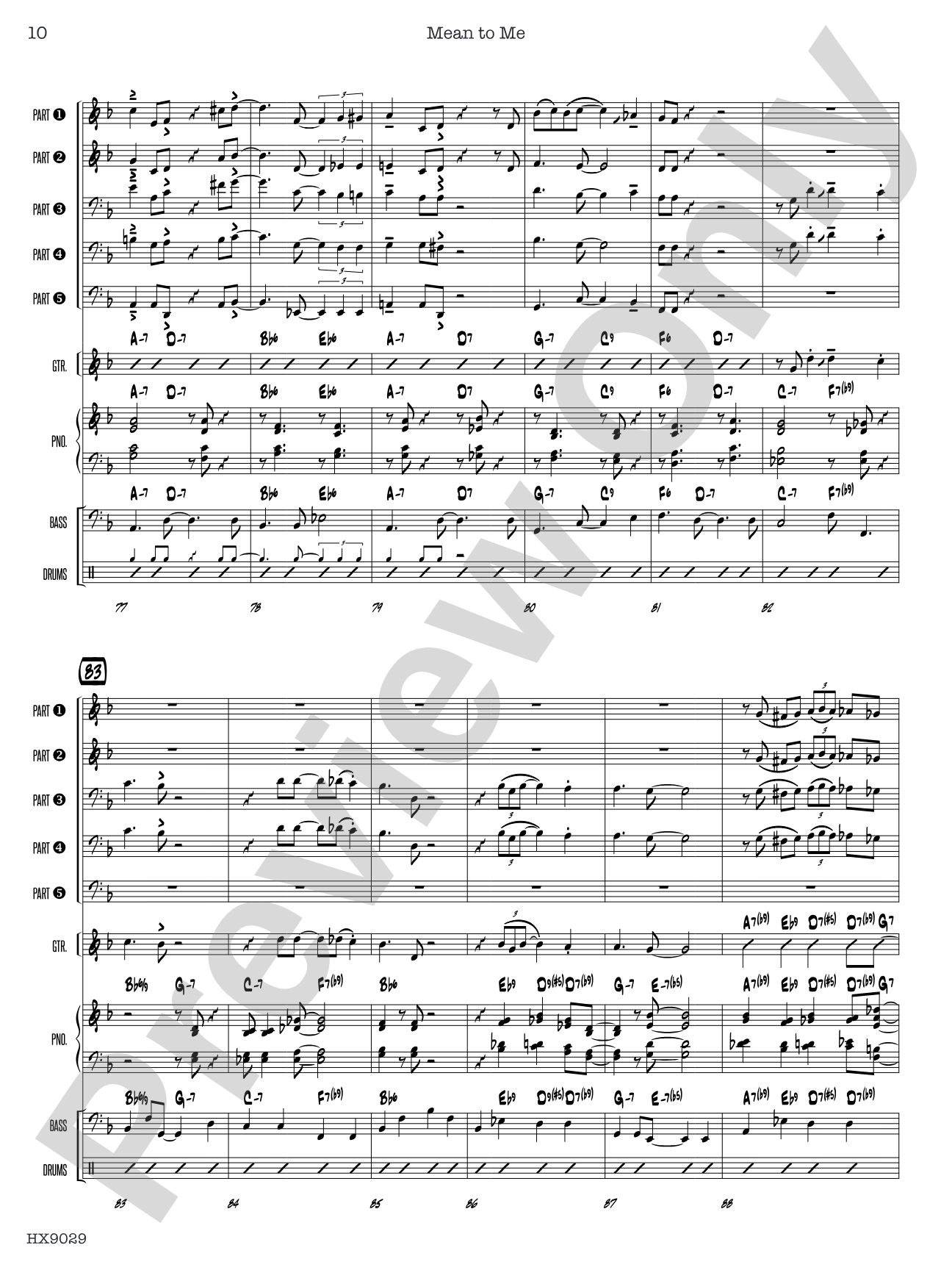 Mean to Me: Jazz Ensemble Conductor Score & Parts