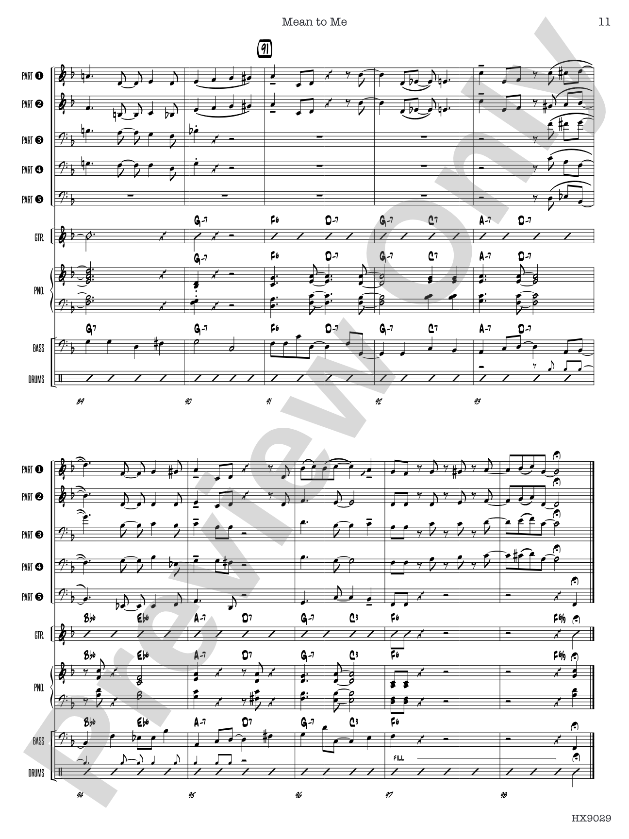Mean to Me: Jazz Ensemble Conductor Score & Parts