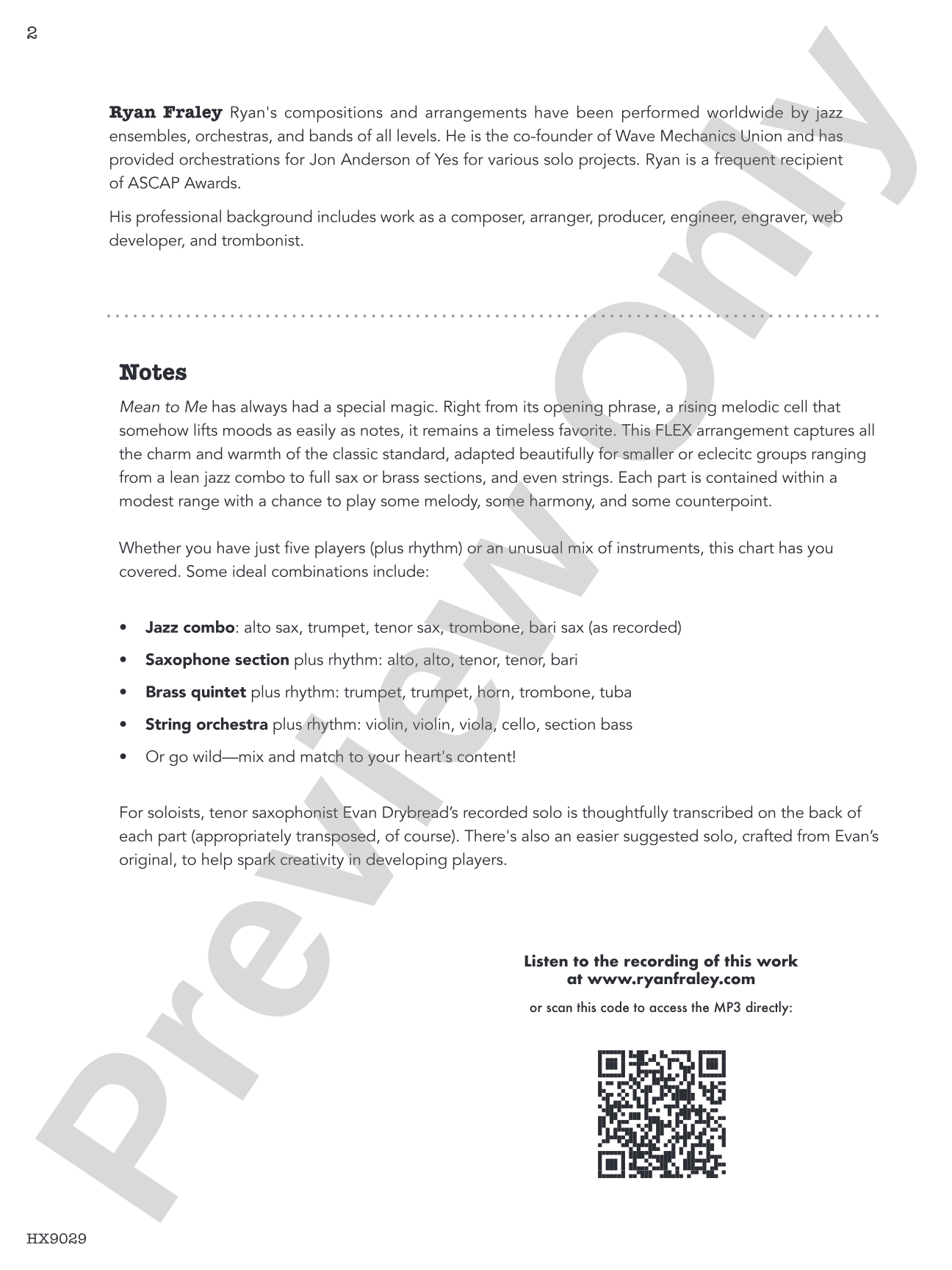 Mean to Me: Jazz Ensemble Conductor Score & Parts