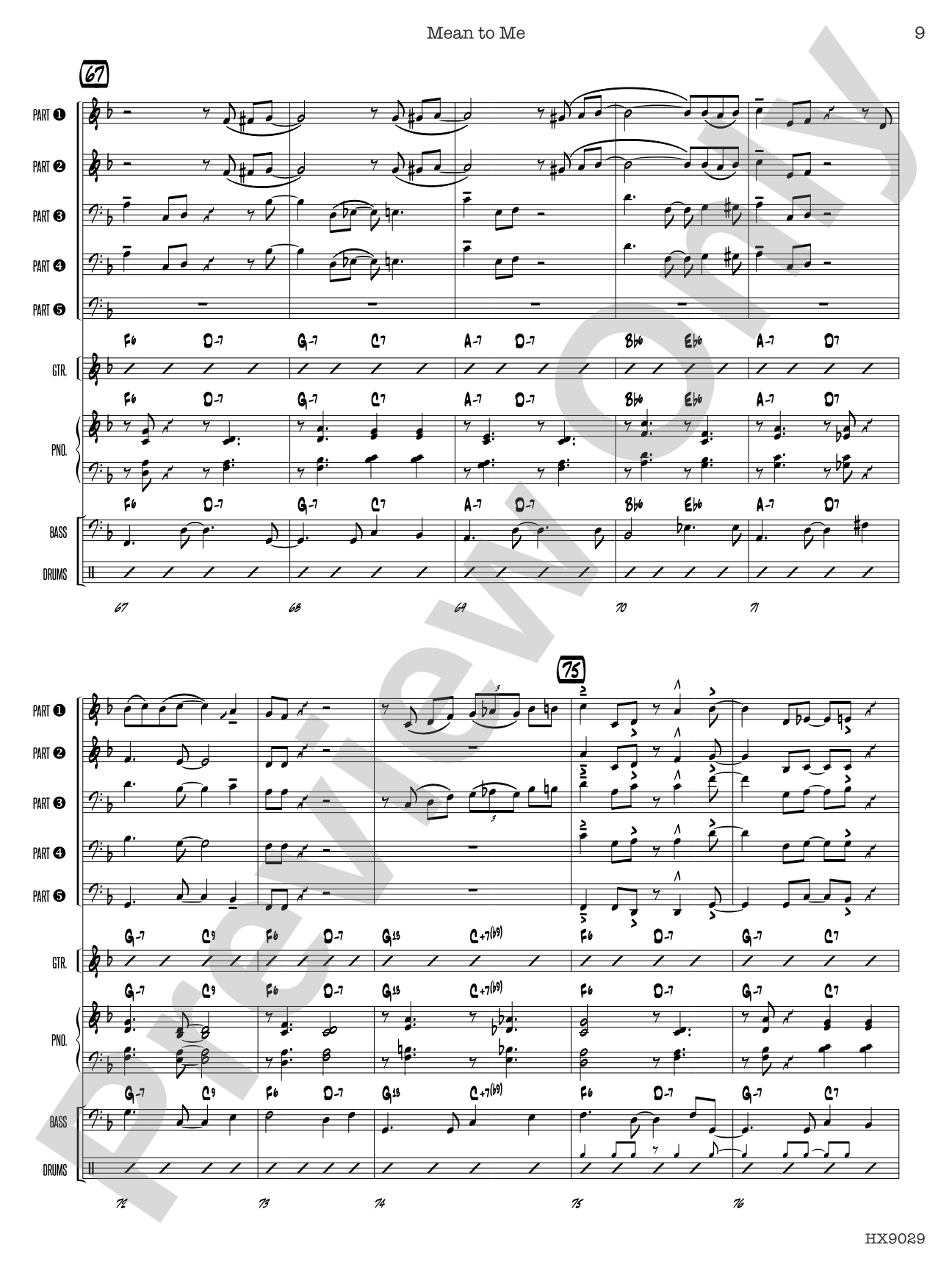 Mean to Me: Jazz Ensemble Conductor Score & Parts