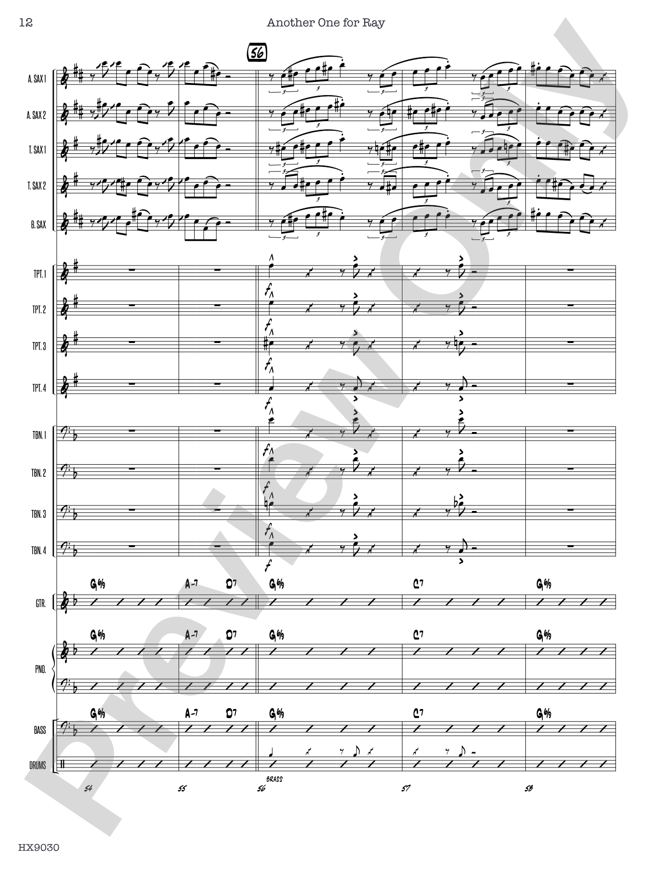 Another One for Ray: Jazz Ensemble Conductor Score & Parts