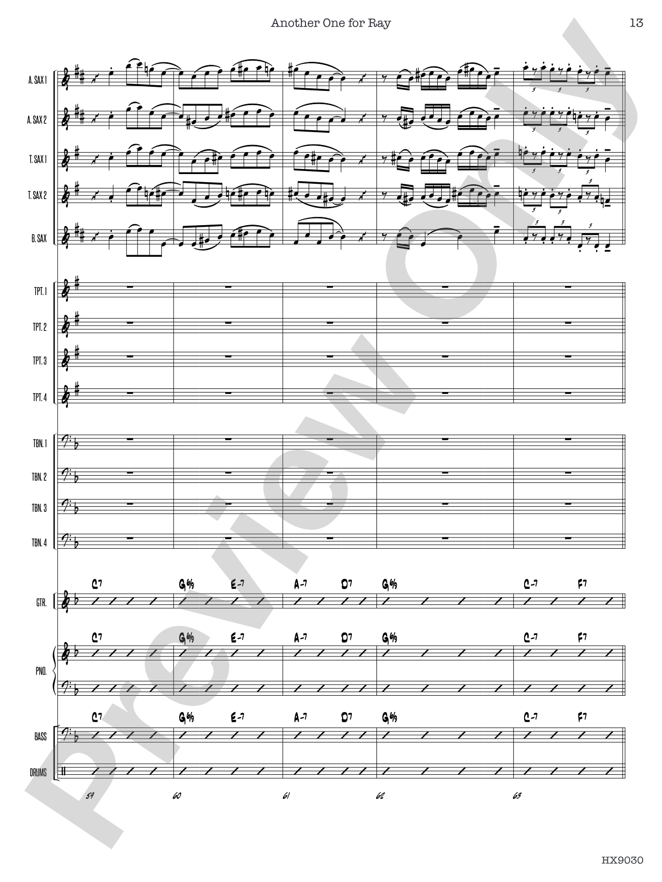 Another One for Ray: Jazz Ensemble Conductor Score & Parts