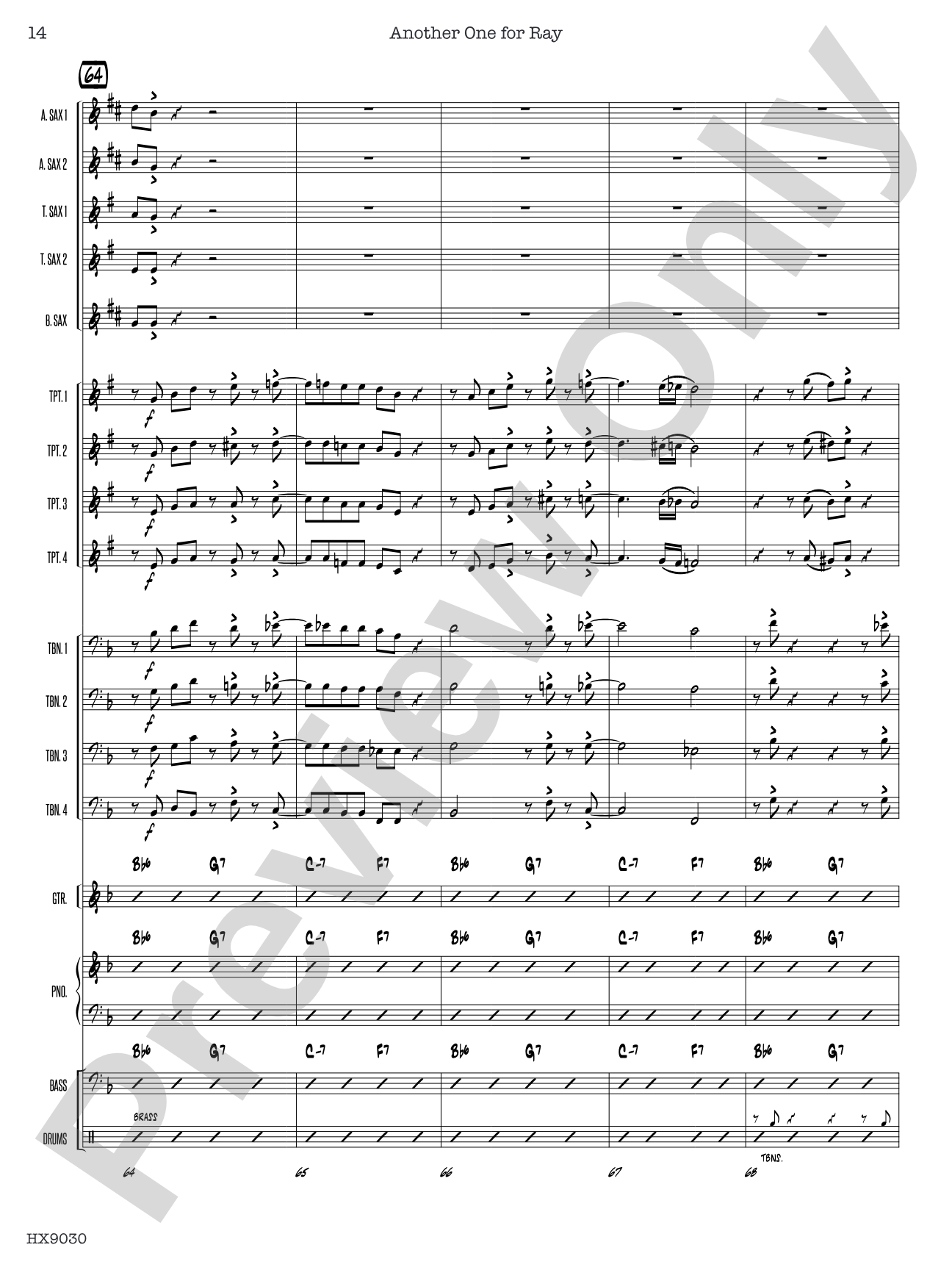 Another One for Ray: Jazz Ensemble Conductor Score & Parts