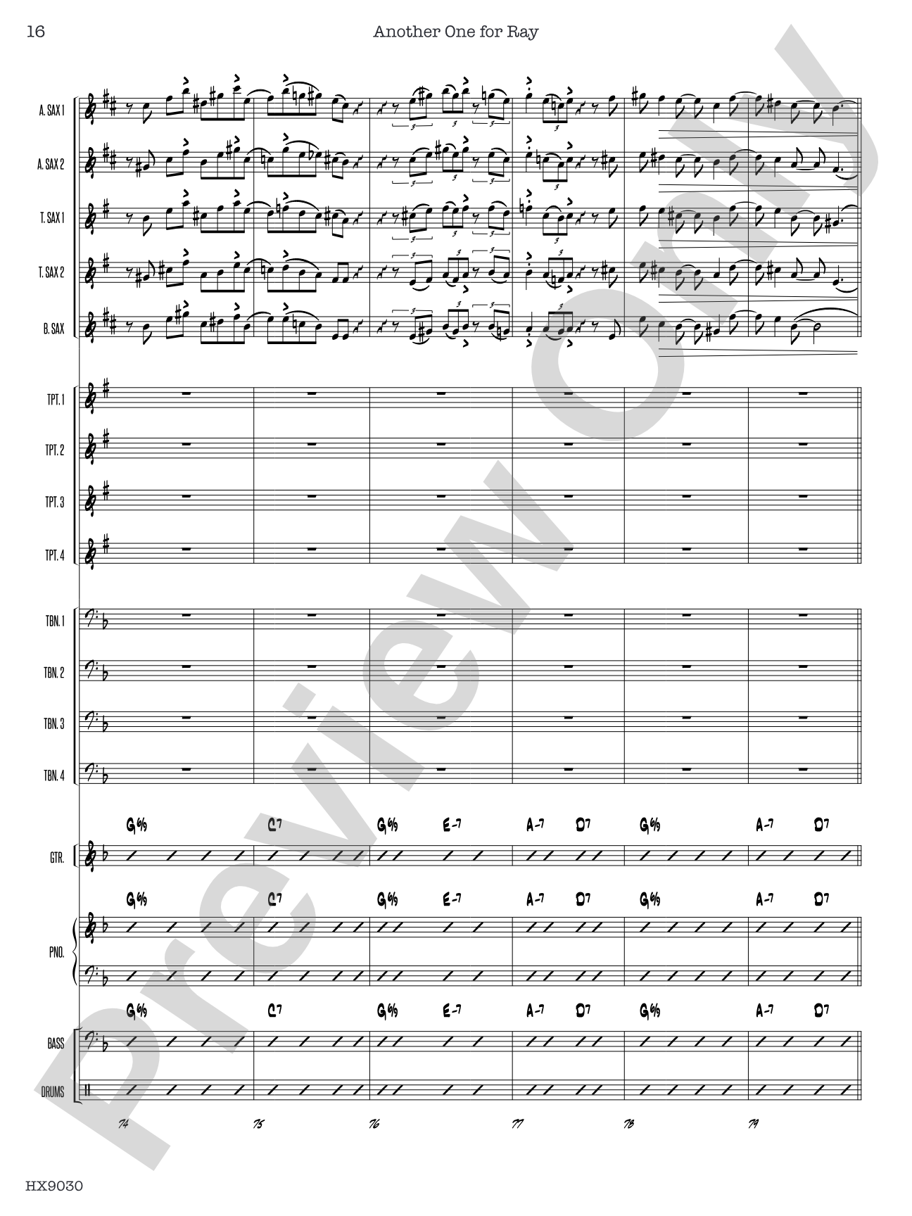 Another One for Ray: Jazz Ensemble Conductor Score & Parts