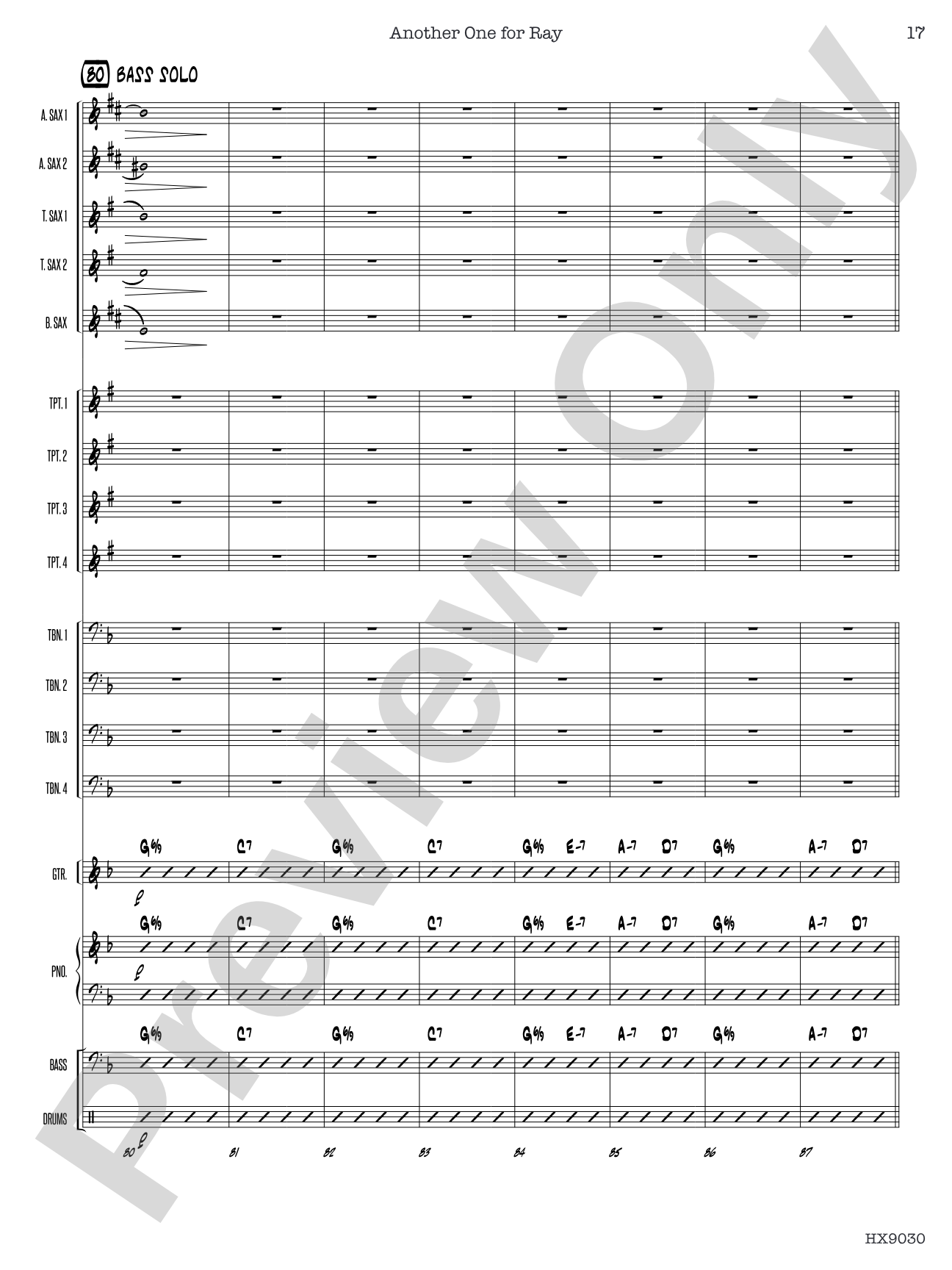 Another One for Ray: Jazz Ensemble Conductor Score & Parts