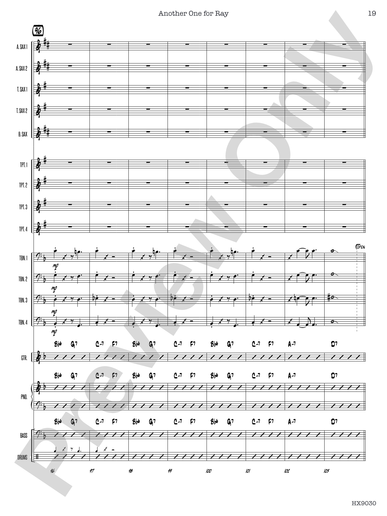 Another One for Ray: Jazz Ensemble Conductor Score & Parts