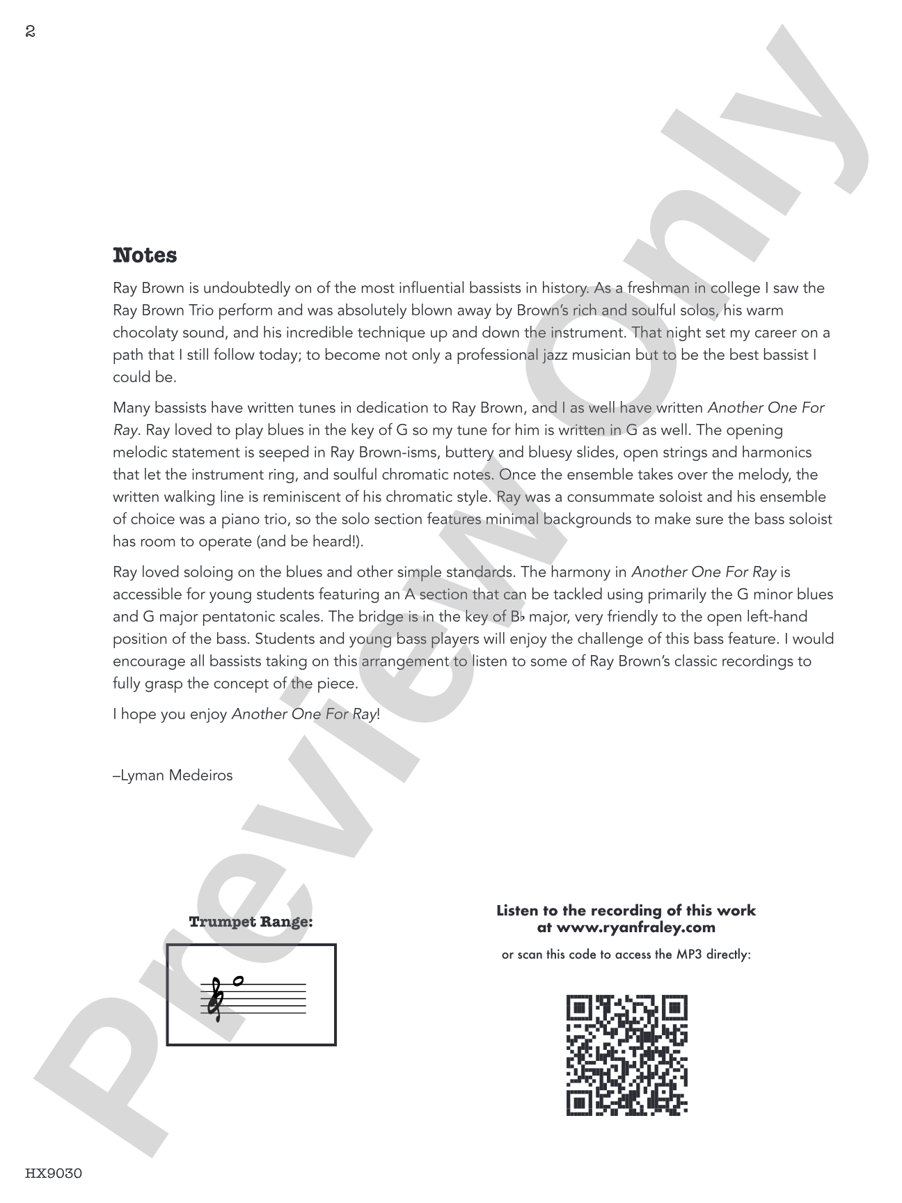 Another One for Ray: Jazz Ensemble Conductor Score & Parts