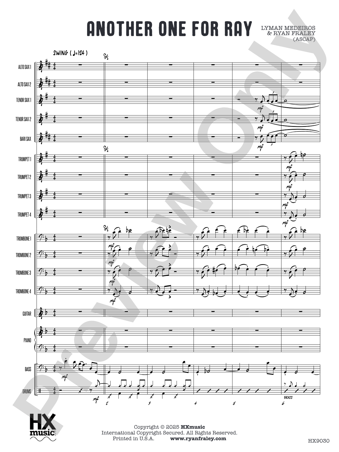 Another One for Ray: Jazz Ensemble Conductor Score & Parts
