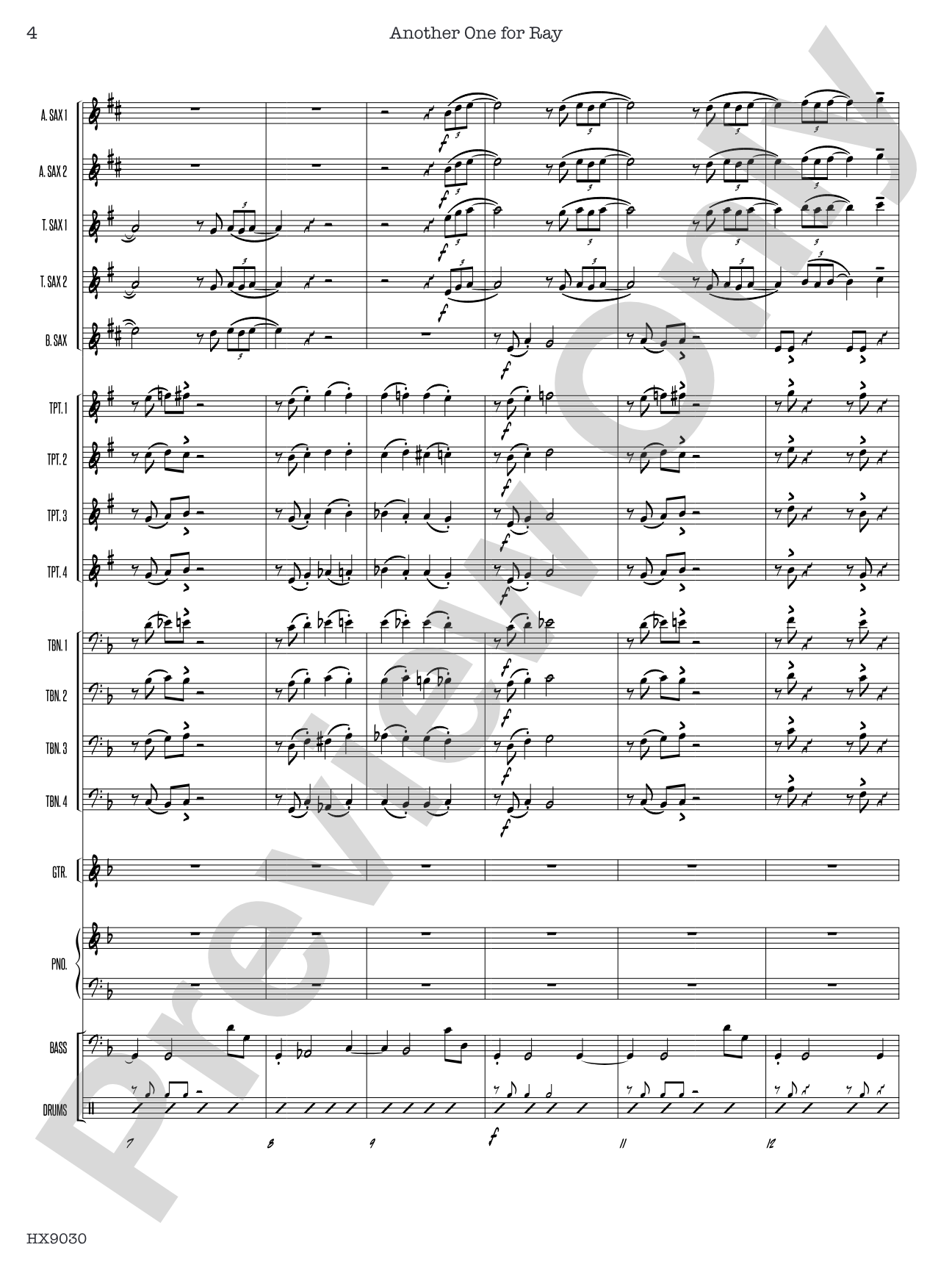 Another One for Ray: Jazz Ensemble Conductor Score & Parts