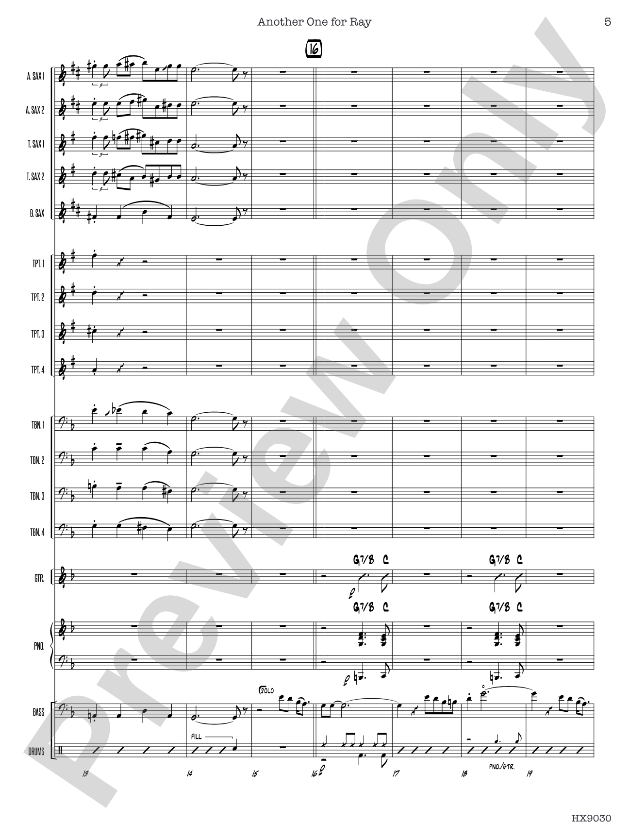 Another One for Ray: Jazz Ensemble Conductor Score & Parts