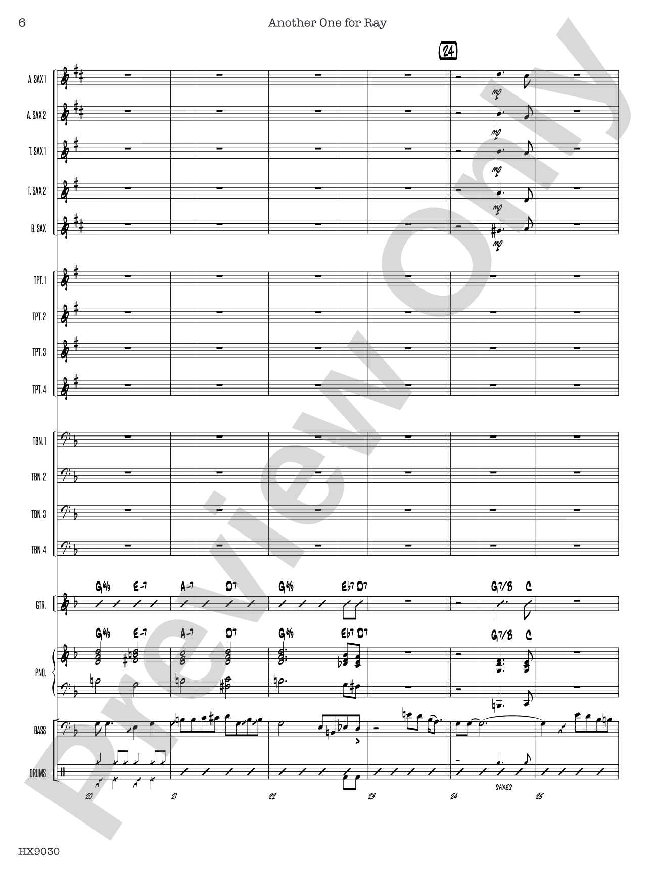 Another One for Ray: Jazz Ensemble Conductor Score & Parts