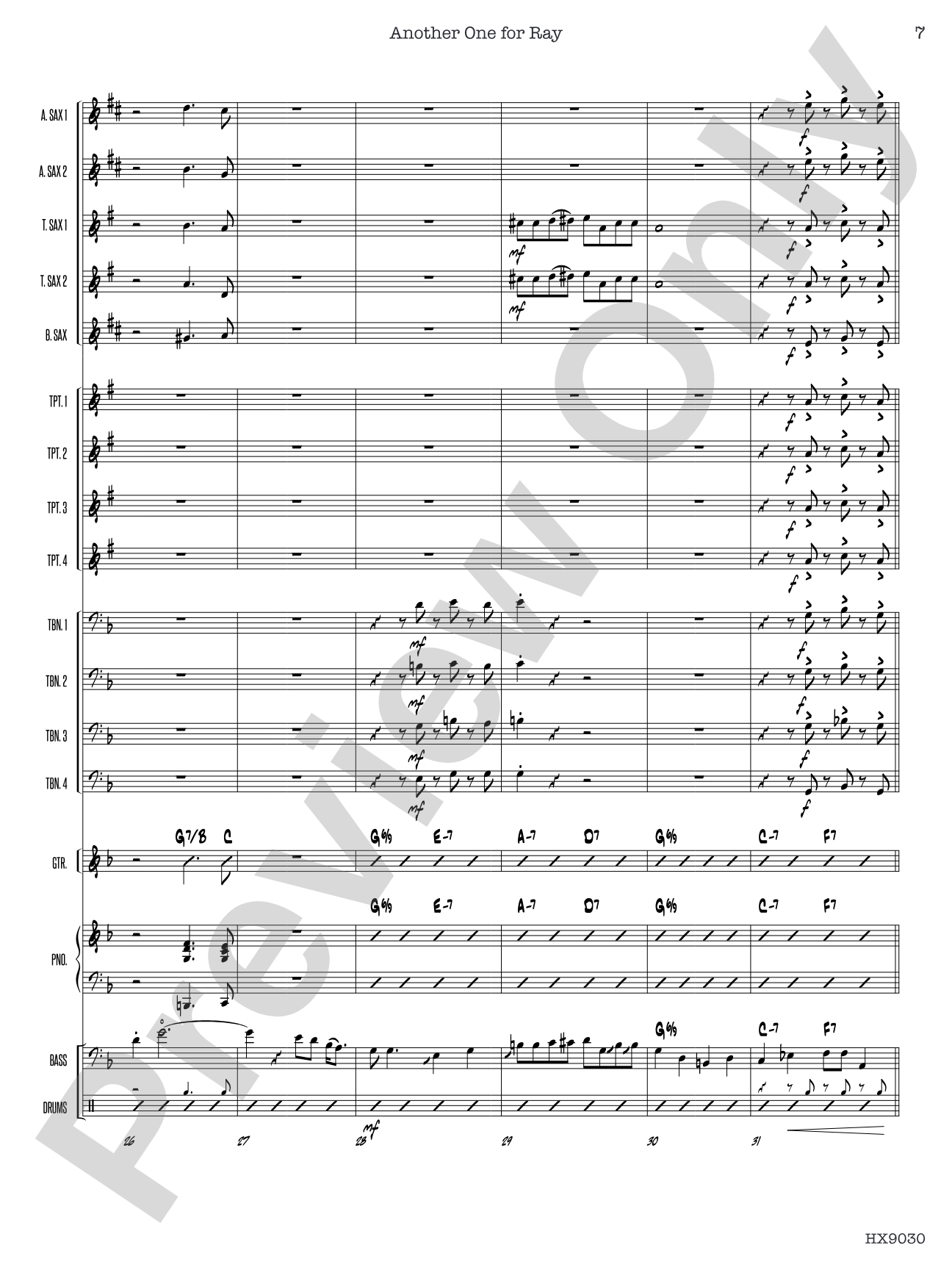 Another One for Ray: Jazz Ensemble Conductor Score & Parts