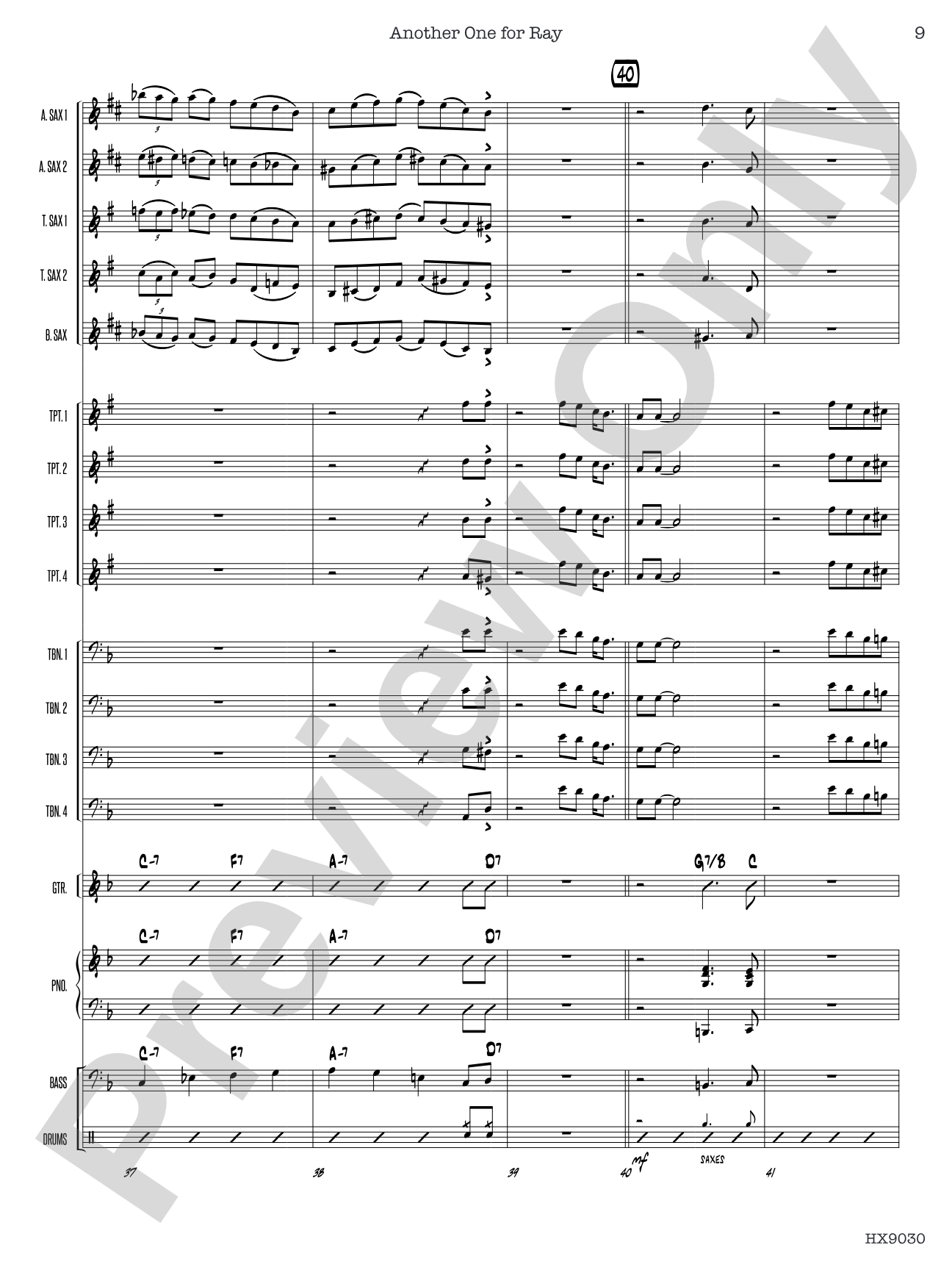 Another One for Ray: Jazz Ensemble Conductor Score & Parts