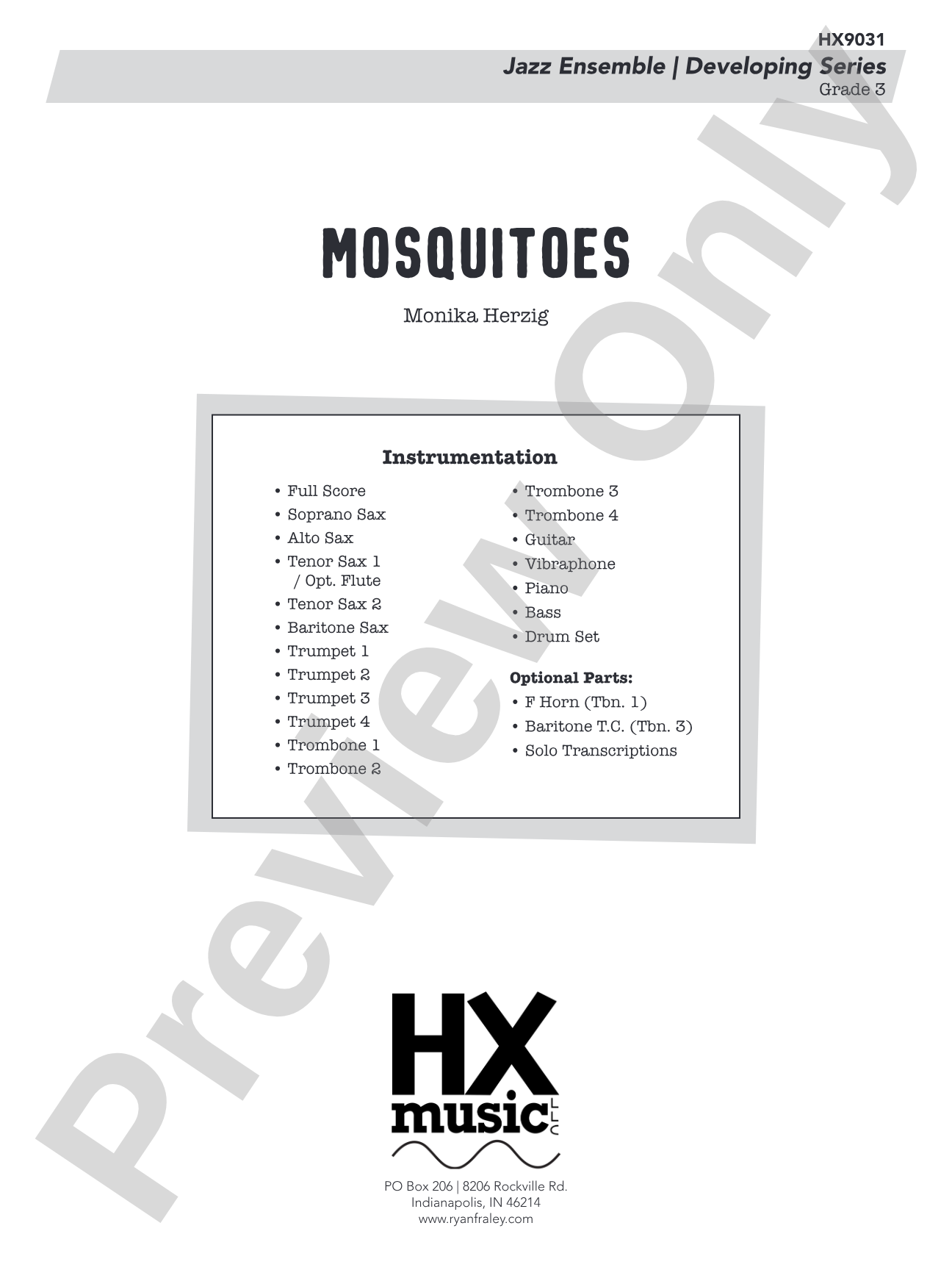 Mosquitoes: Jazz Ensemble Conductor Score & Parts