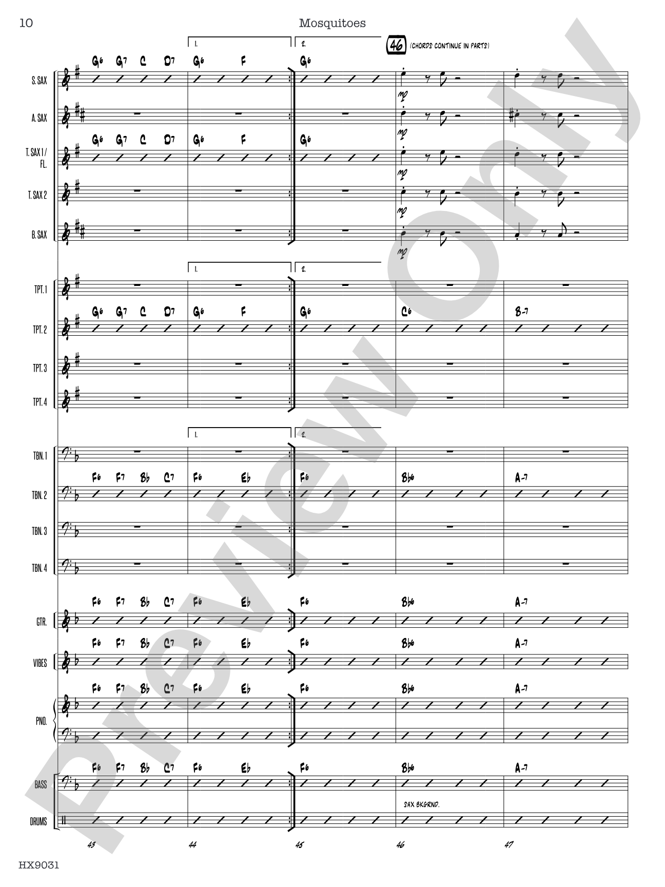 Mosquitoes: Jazz Ensemble Conductor Score & Parts
