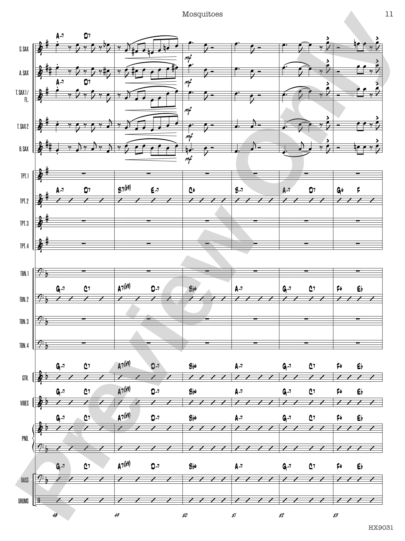 Mosquitoes: Jazz Ensemble Conductor Score & Parts