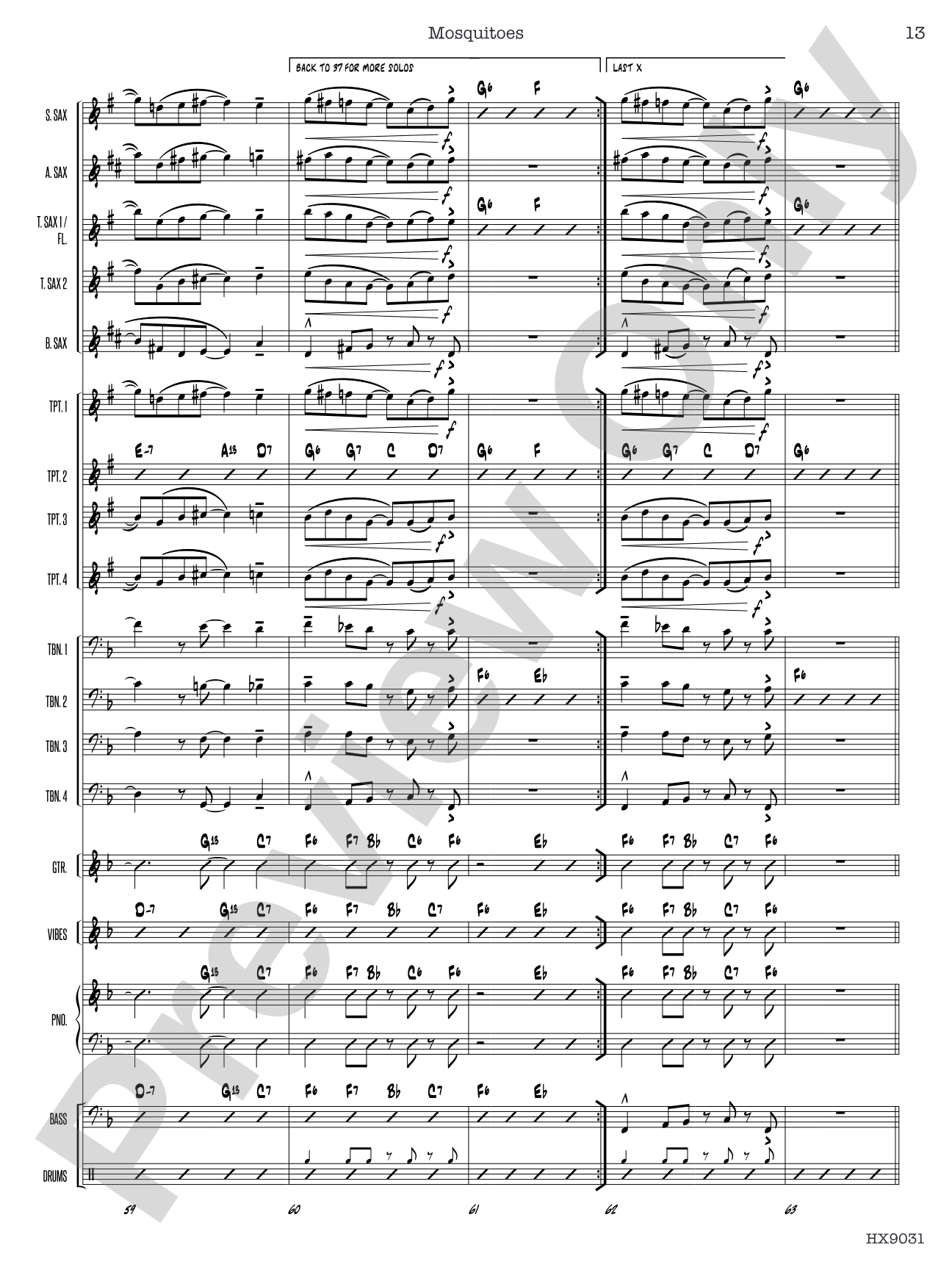 Mosquitoes: Jazz Ensemble Conductor Score & Parts