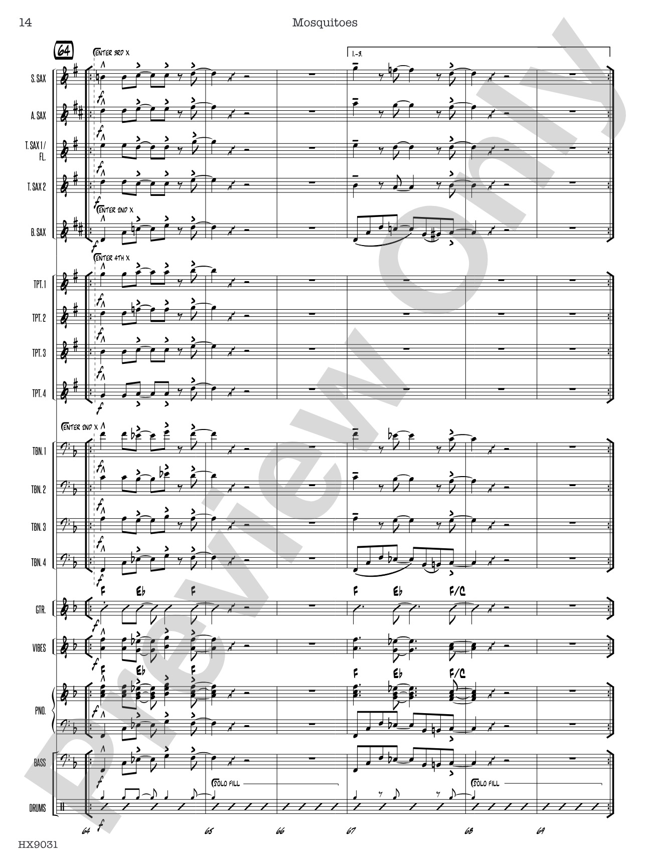 Mosquitoes: Jazz Ensemble Conductor Score & Parts