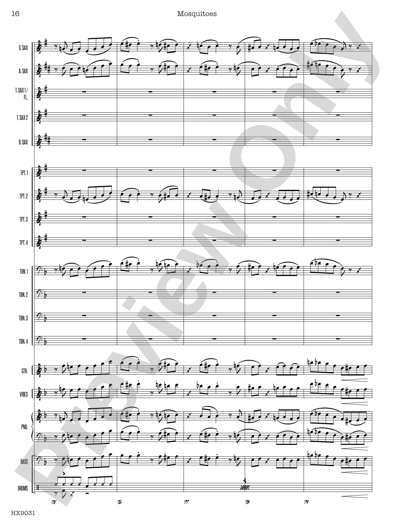 Mosquitoes: Jazz Ensemble Conductor Score & Parts
