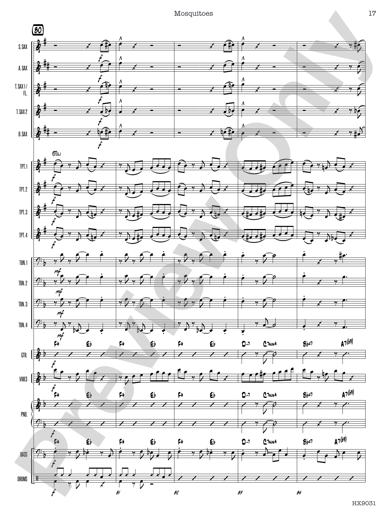 Mosquitoes: Jazz Ensemble Conductor Score & Parts