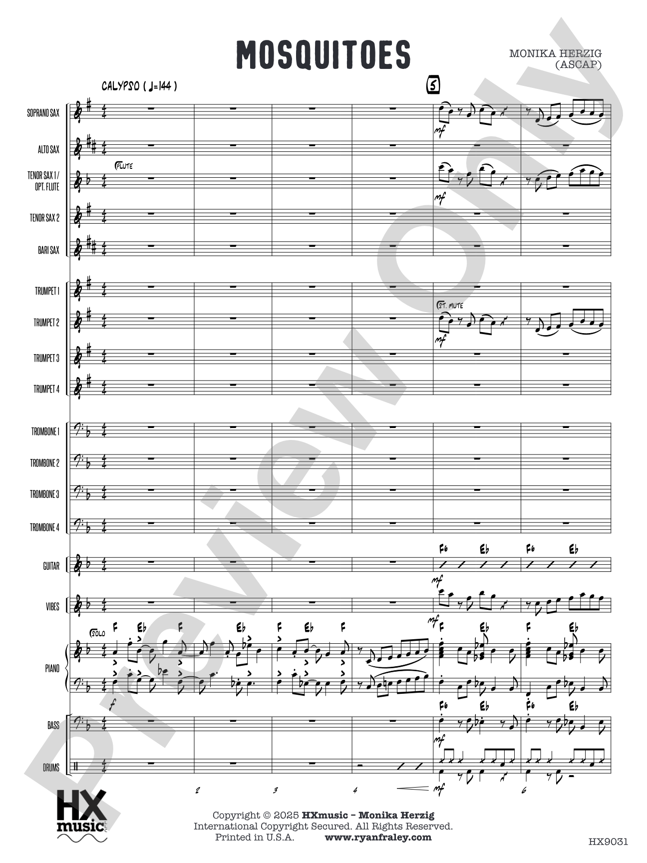 Mosquitoes: Jazz Ensemble Conductor Score & Parts