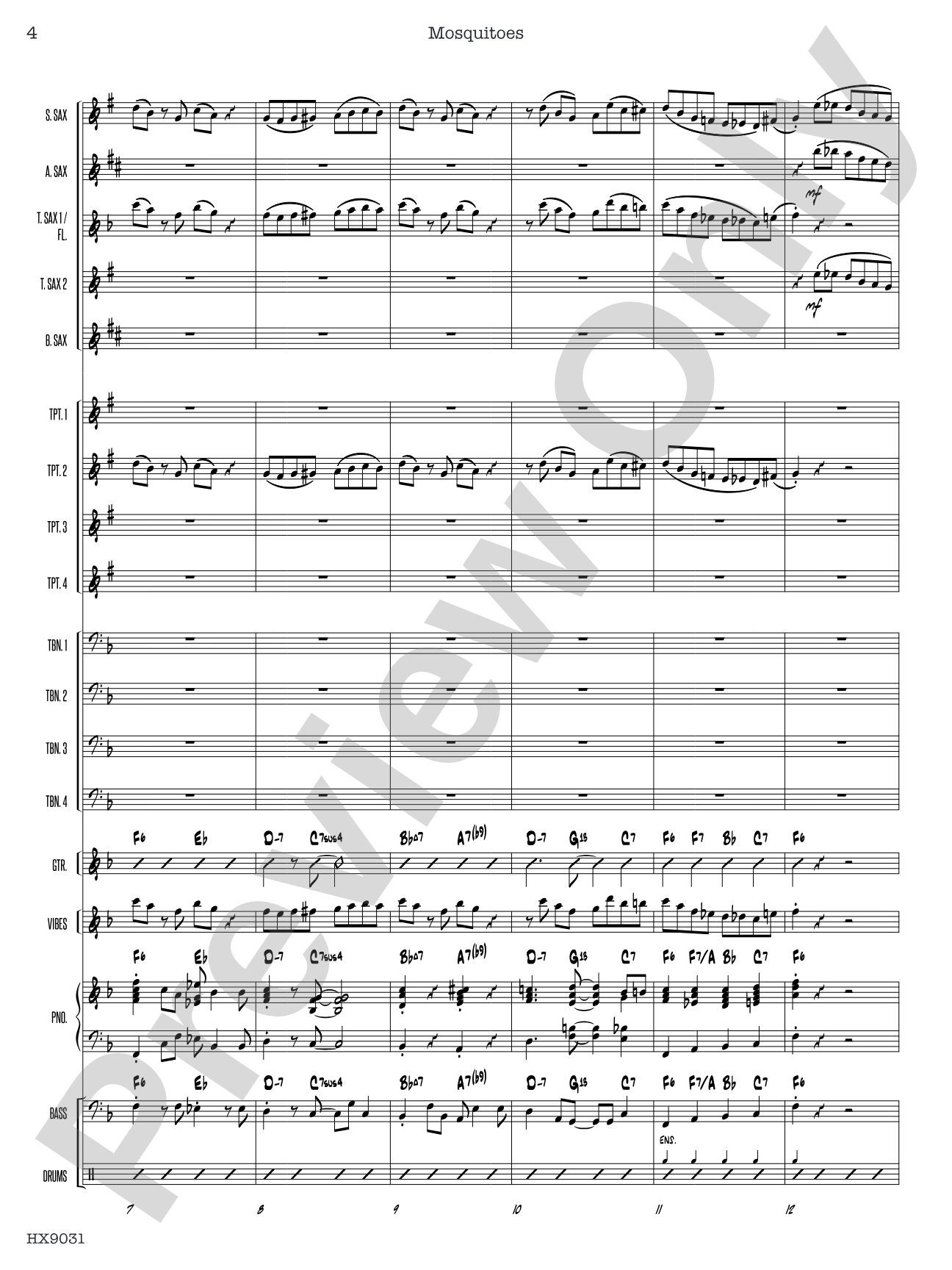 Mosquitoes: Jazz Ensemble Conductor Score & Parts